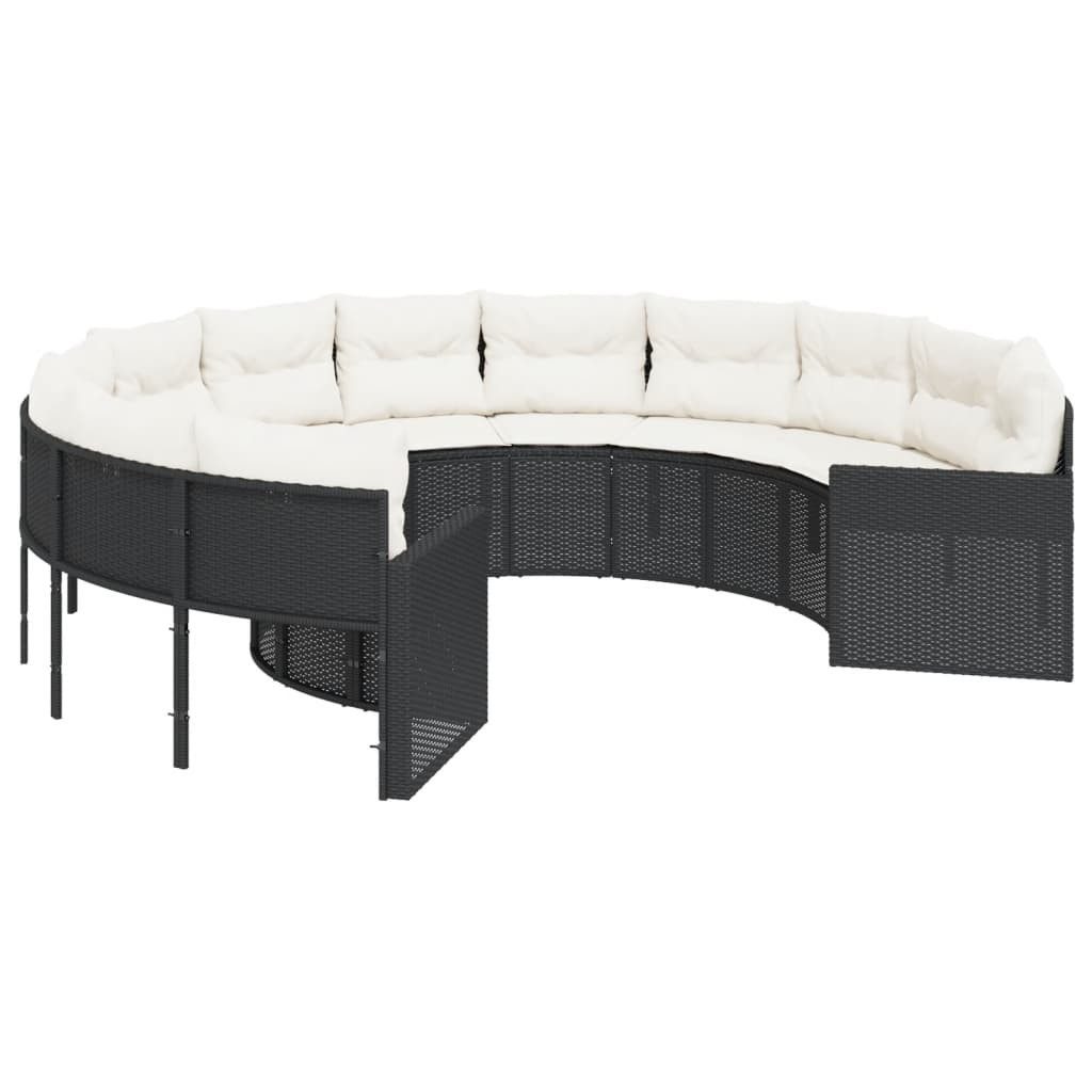 vidaXL Loungesofa Gartensofa mit Kissen Rund günstig online kaufen