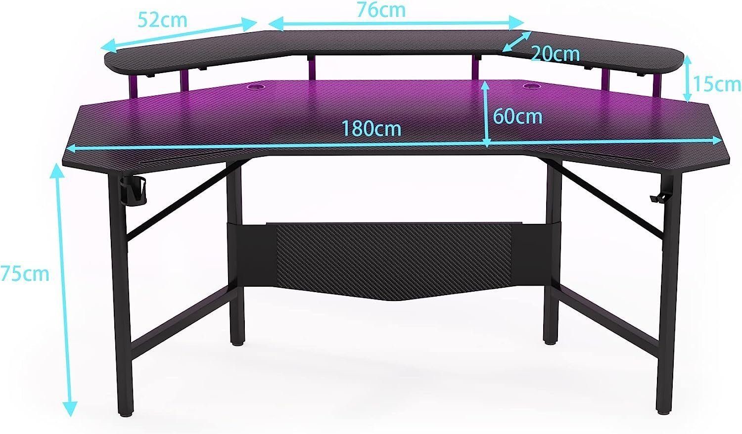 TWSOUL Gamingtisch Gamingtisch, LED-Gamingtisch, 180x60 cm, günstig online kaufen