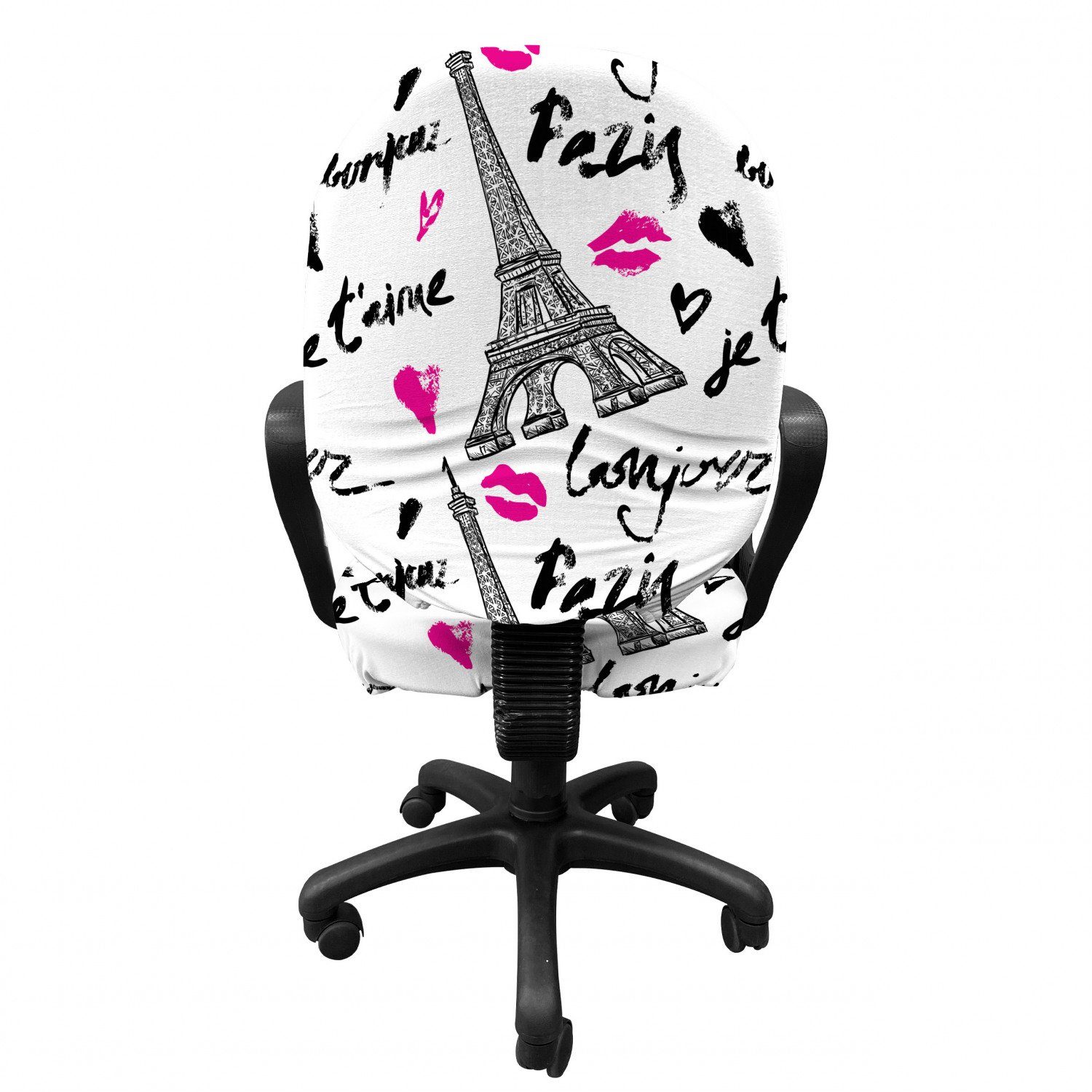 Bürostuhlhusse dekorative Paris Abakuhaus, Liebe Eiffel Stretchgewebe, Kiss aus Pink Schutzhülle
