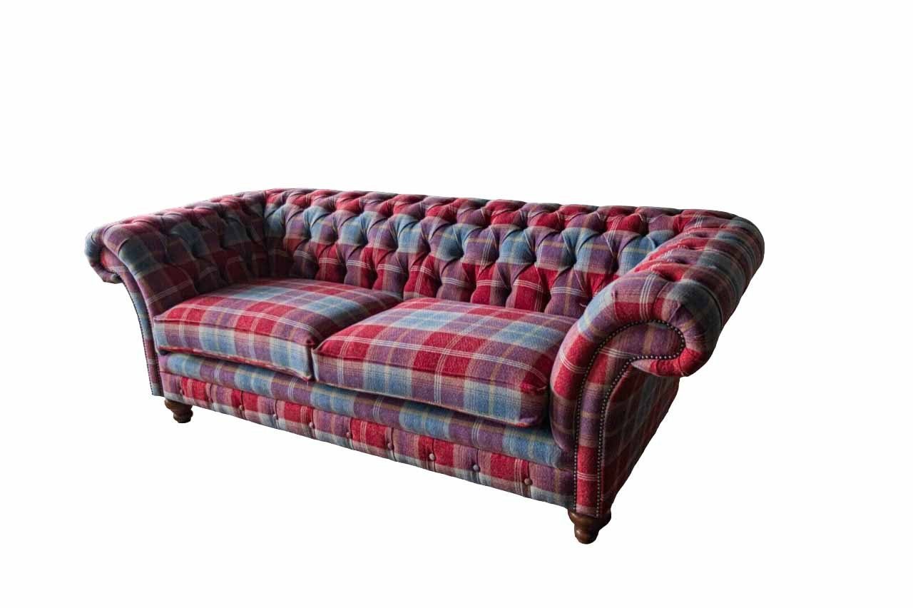 JVmoebel Chesterfield-Sofa, Sofa Chesterfield Wohnzimmer Klassisch Design Textil Sofas
