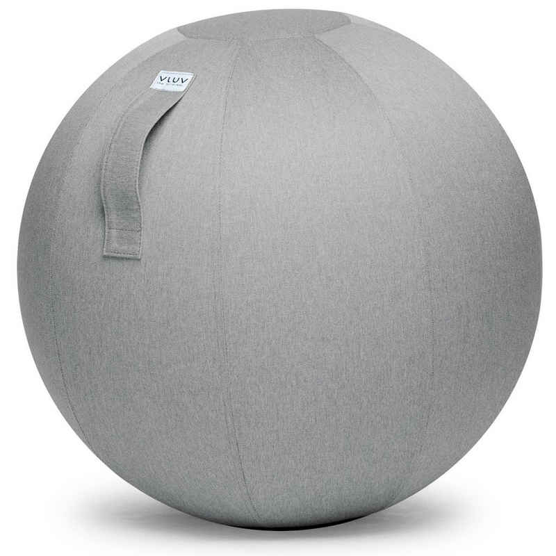 VLUV Sitzball BOL LEIV Stoff-Sitzball, ergonomisches Sitzmöbel für Büro und Zuhause, Farbe: Silver (Silber), Ø 60cm - 65cm, Möbelbezugsstoff, robust und formstabil, mit Tragegriff