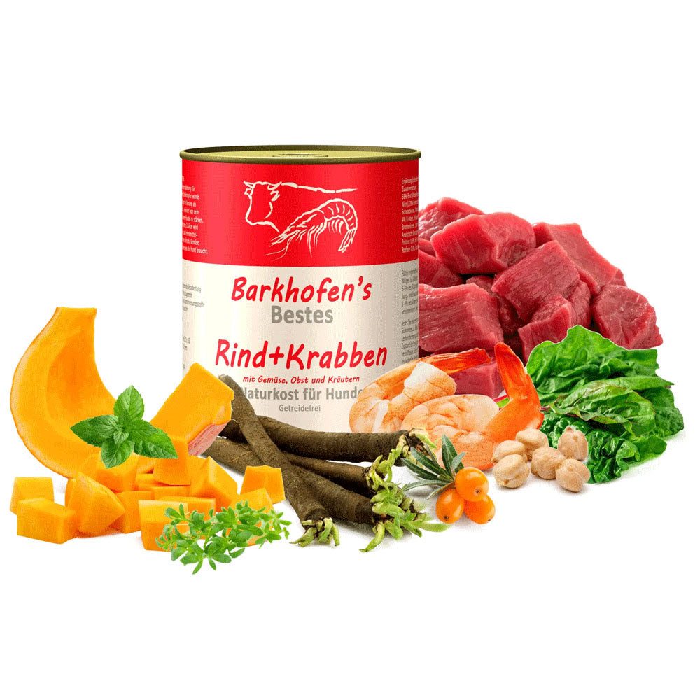 Barkhofen Tiernahrung Bestes Rind+Krabben, Nassfutter für: Hunde