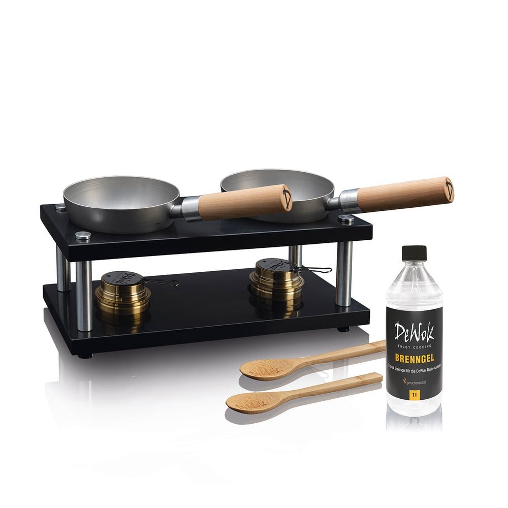 DeWok Fondue Mobiler Wok Double Set Edelstahl/schwarz