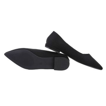 Ital-Design Damen Schlupfschuhe Elegant Ballerina Blockabsatz Klassische Ballerinas in Schwarz