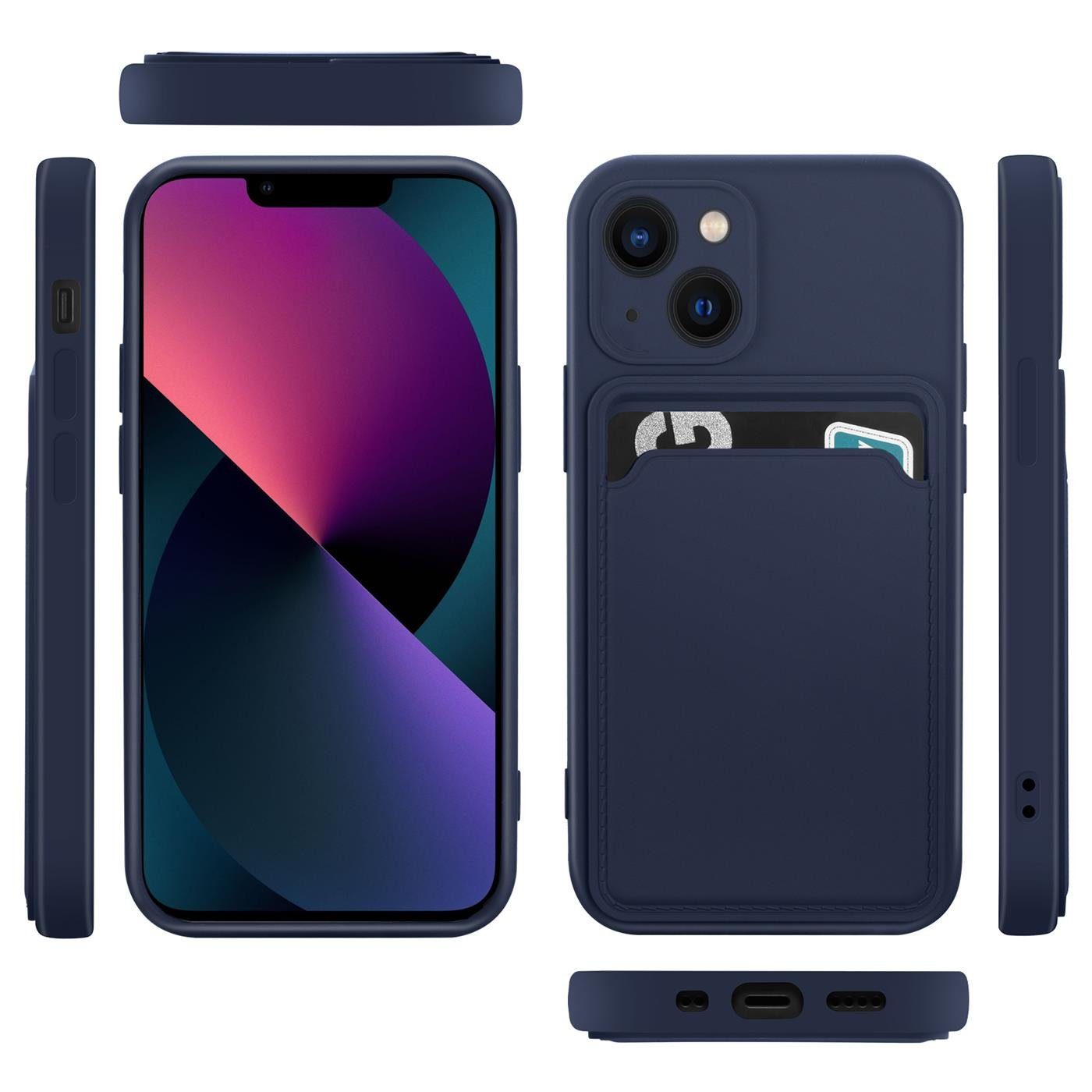 CoolGadget Handyhülle Schutzhülle mit Kartenfach für Apple iPhone 13 6,1 Zoll, Silikon Case Slim TPU Cover Tasche mit Aufbewahrung EC Karte Ausweis