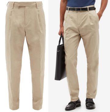 Dunhill Loungehose DUNHILL Pleated Cotton & Silk Dobby Trousers Single Pleat Pants Chino