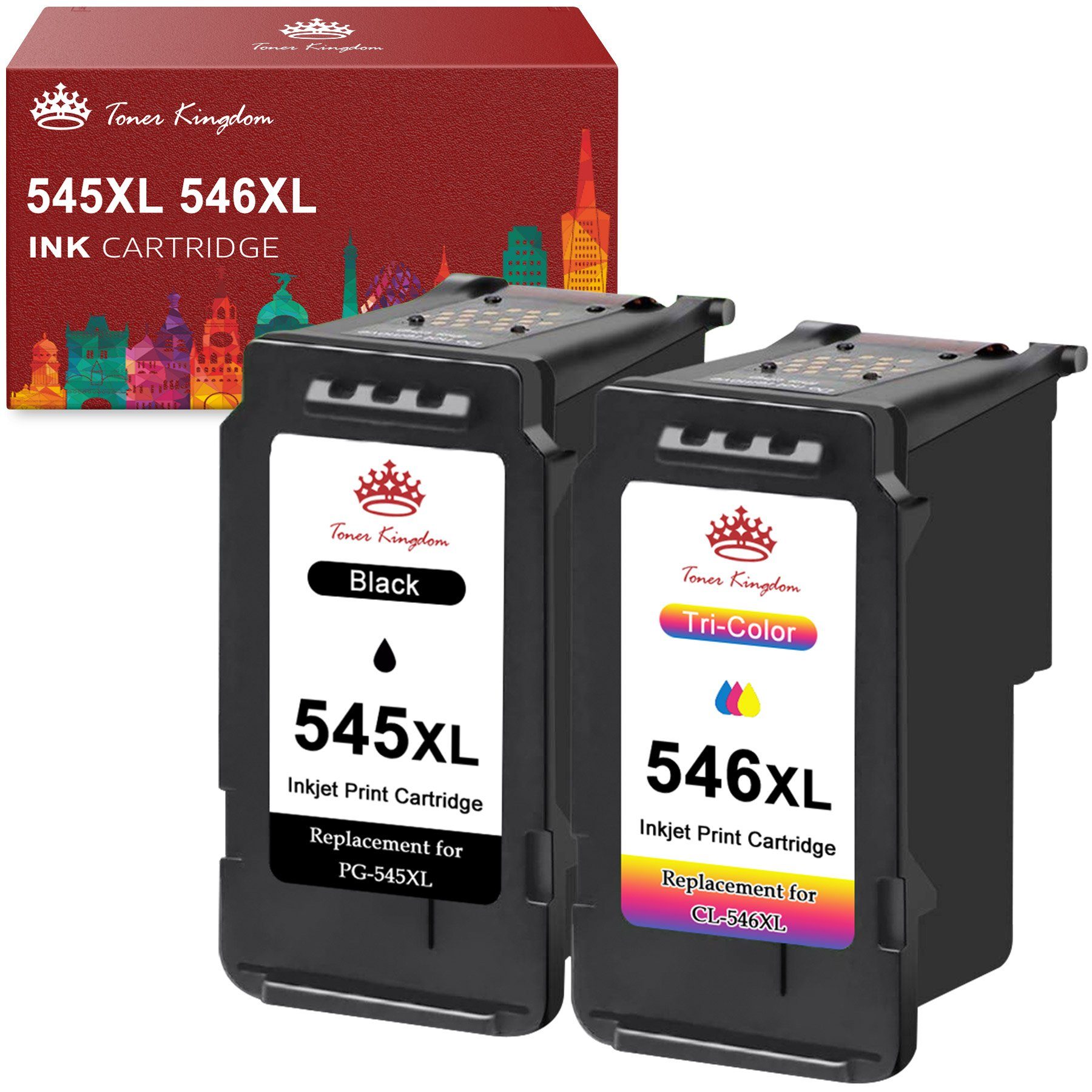 Toner Kingdom Druckerpatrone für CANON 545 546 PG 545 XL CL-546 Tintenpatrone (Pixma MX490 MX495 iP2800 iP2850 iP2840 iP2855, TS205 TS305 TS3150)
