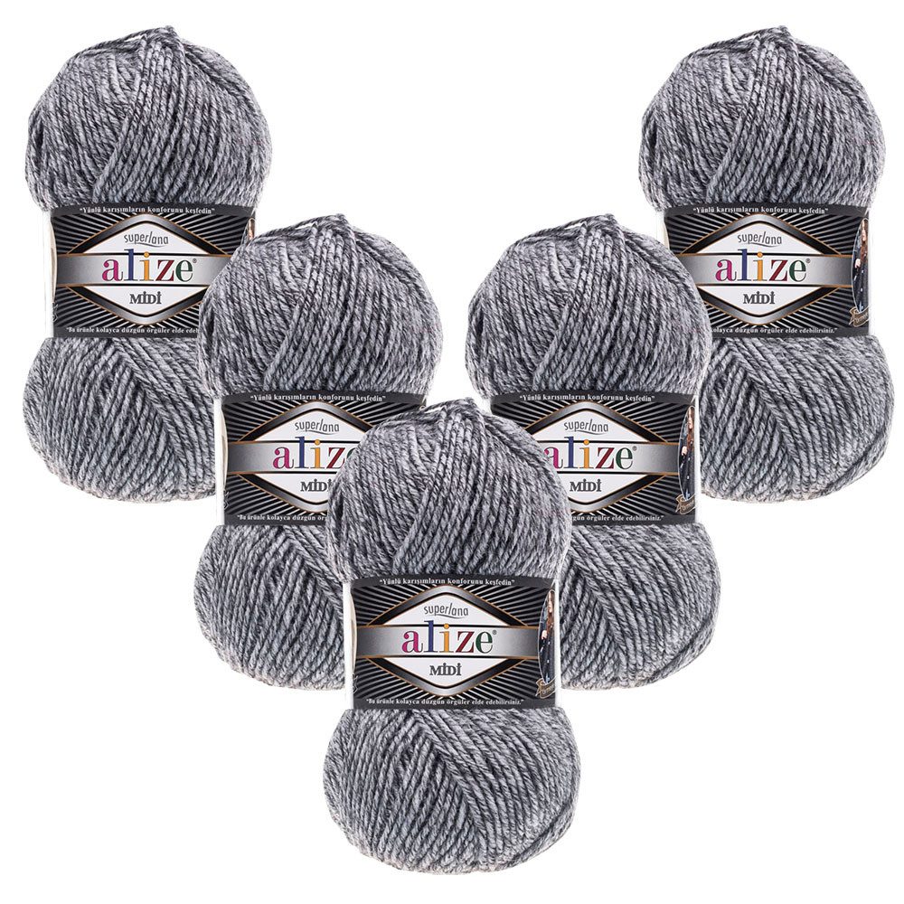 Alize 5 x ALIZE Superlana Midi Häkelwolle, 170 m, Yarn,Strickgarn,Handstrickgarn