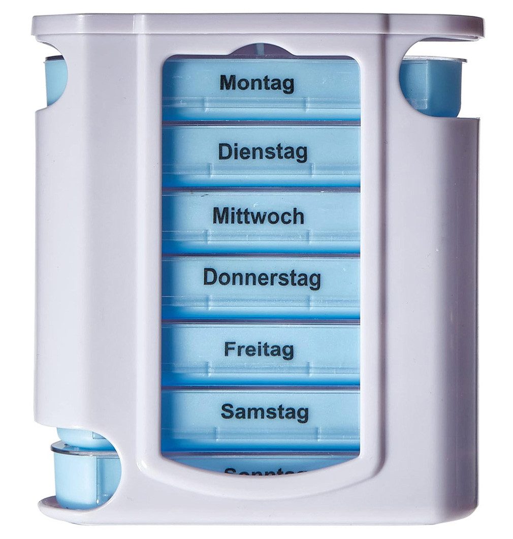 VABIONO Pillendose Wochendosierer Tablettenbox Medikamentenbox Pillenbox 4Fächer/Tag (Deutsche Marke, 1 St., Auf Ihren Bedarf abgestimmte Menge), kostenloser Versand