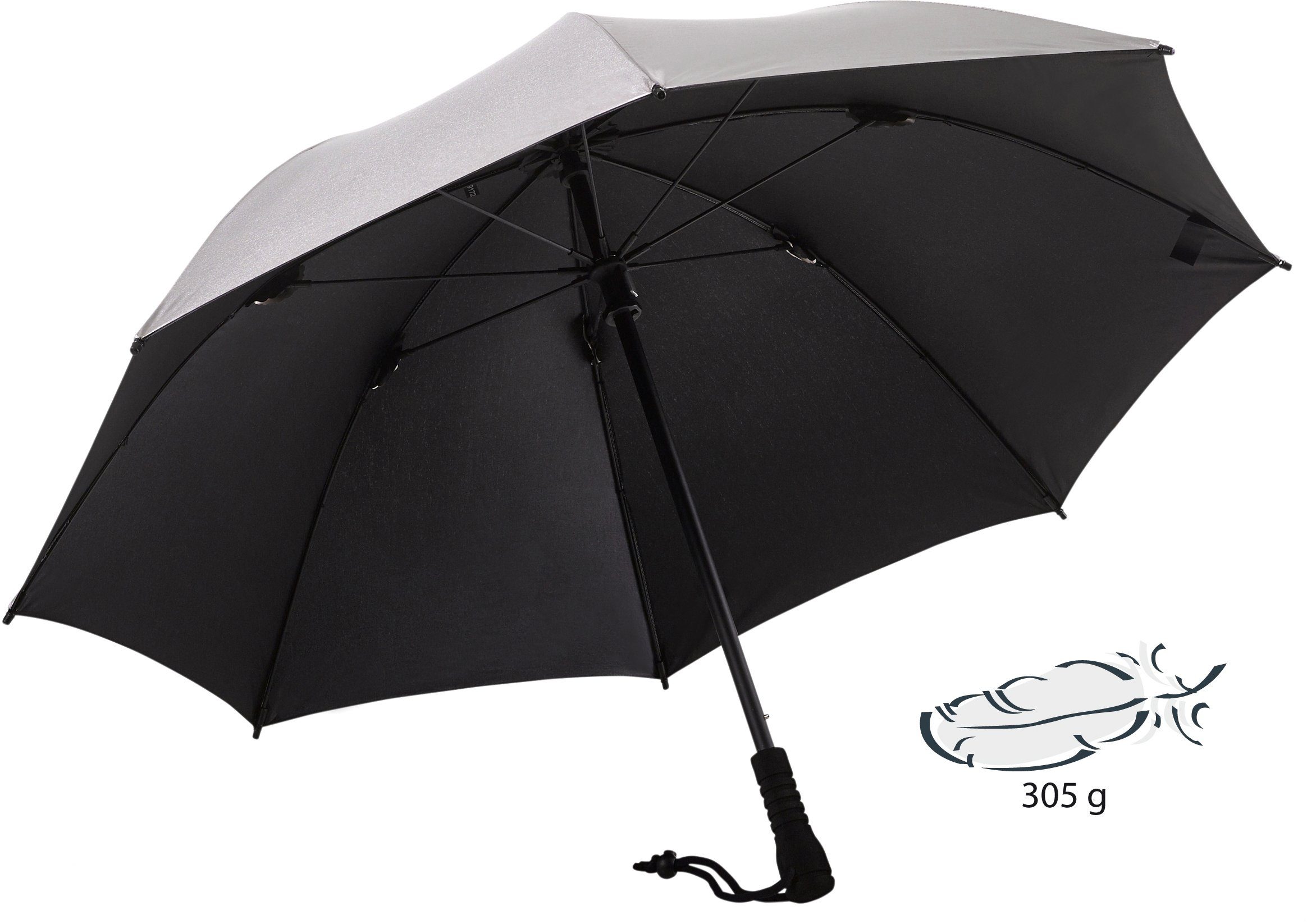 50+ Swing, UV-Lichtschutzfaktor Stockregenschirm EuroSCHIRM® silber, mit