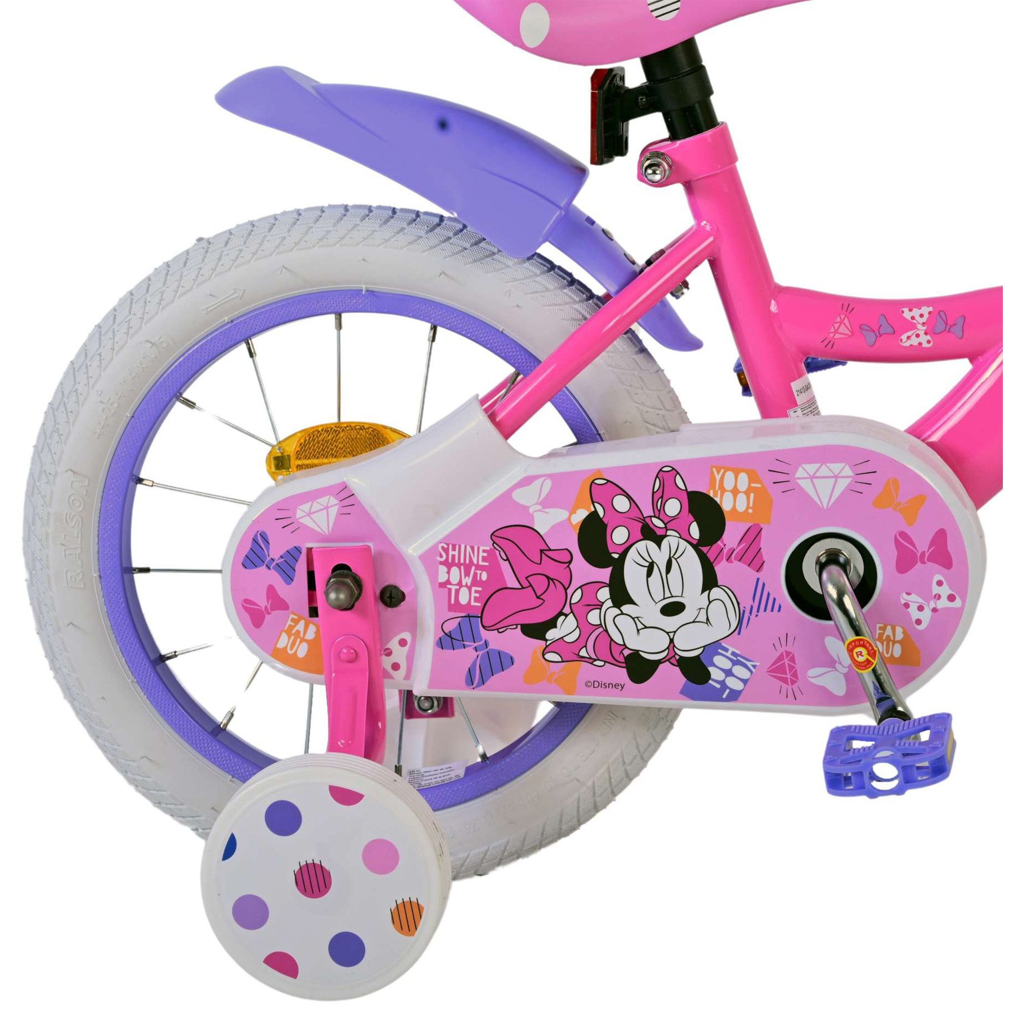 Disney Kinderfahrrad Minnie Cutest Ever!, 1 Gang, ohne Schaltung, Disney Minnie Cutest Ever! Kinderfahrrad 14 Zoll ab 3,5 100-115cm