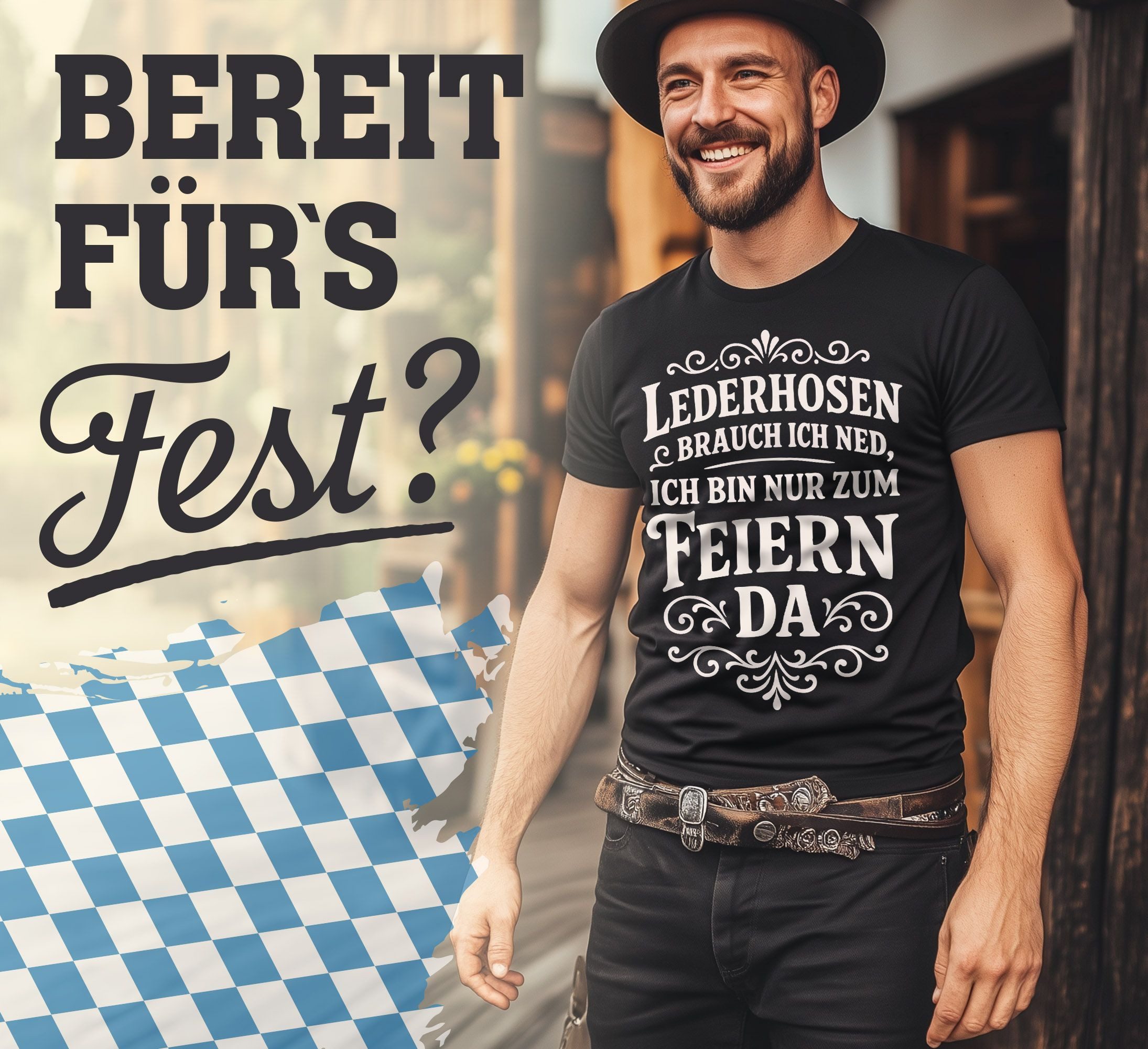 MoonWorks Print-Shirt Herren T-Shirt für das Oktoberfest - Lederhosen brauch ich ned, ich mit Print