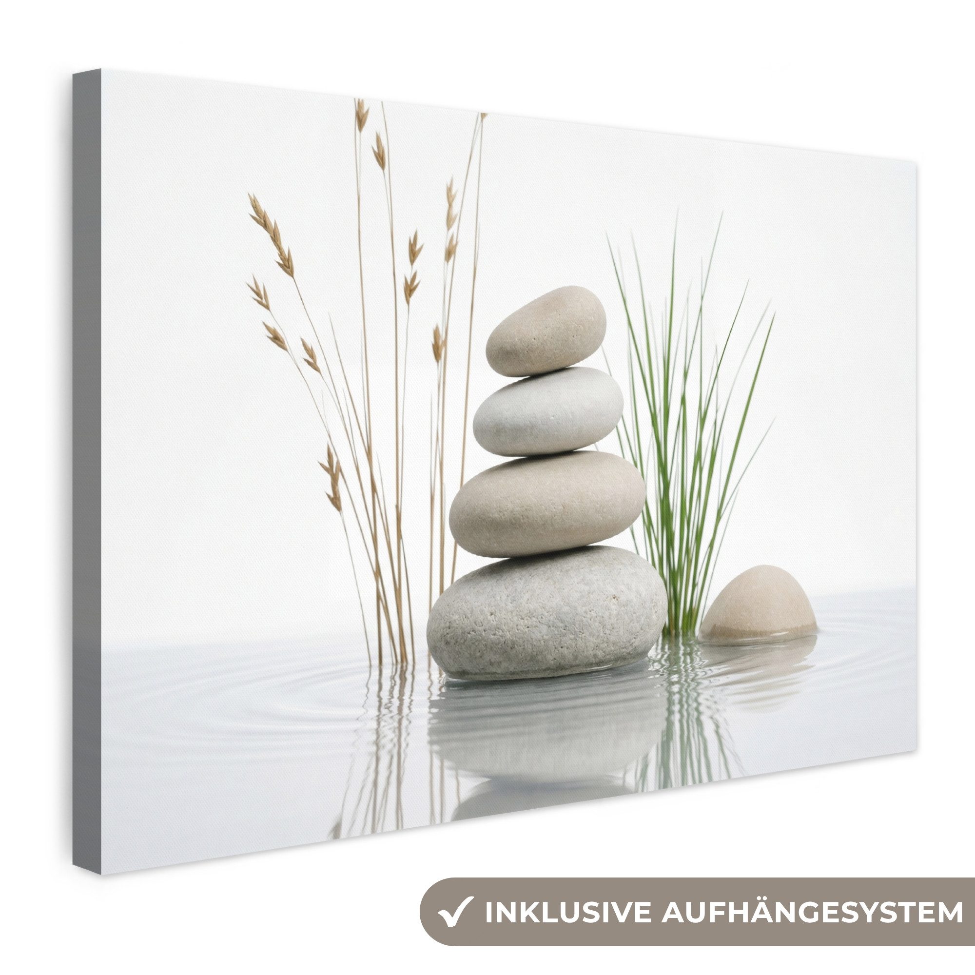 OneMillionCanvasses® Leinwandbild Steine - Gelassenheit - Grau, Fotodruck (1 St), Leinwand Bilder Klein, Wand Dekoration Aesthetic 30x20 cm
