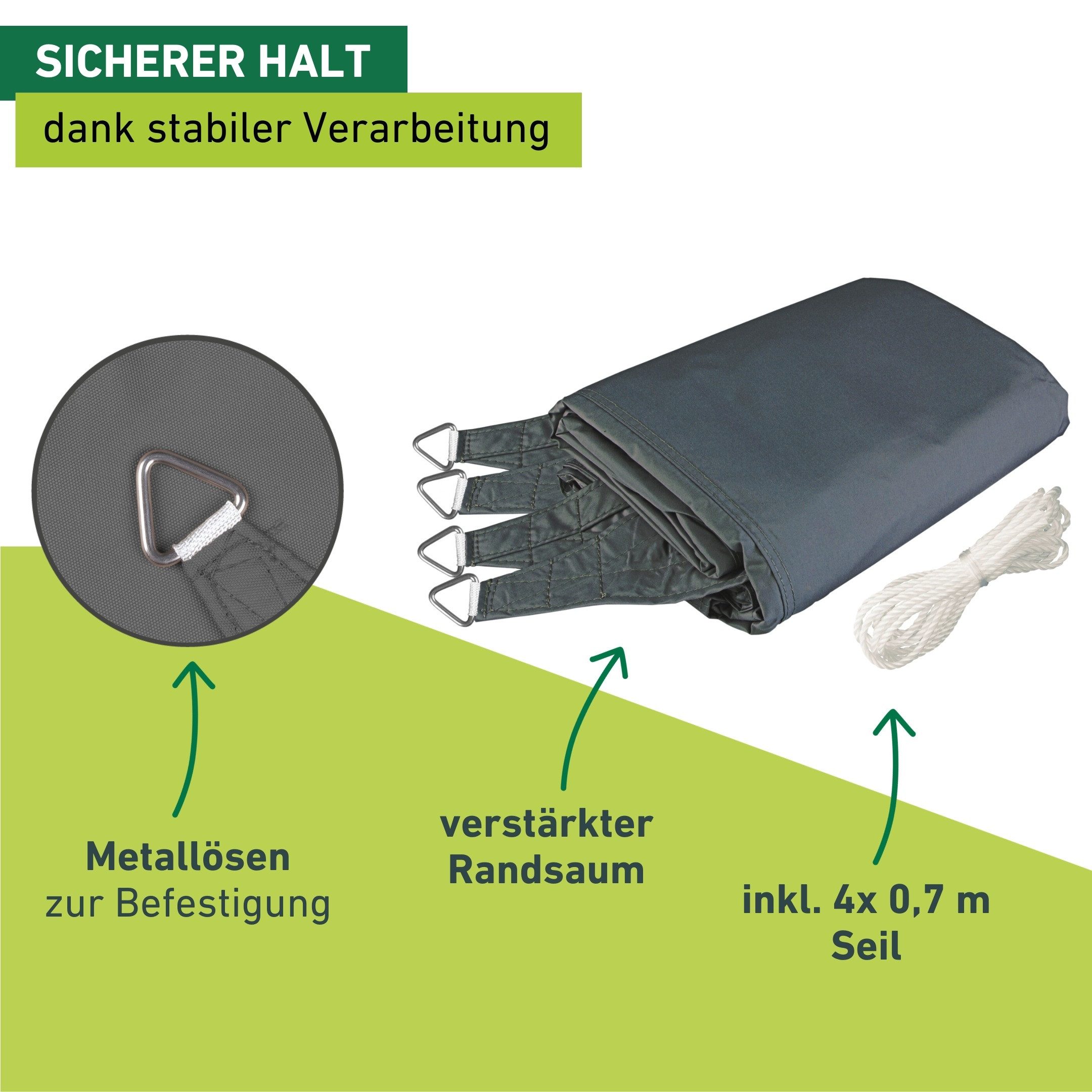 Windhager Sonnensegel Cannes Quadrat, 4x4m, anthrazit