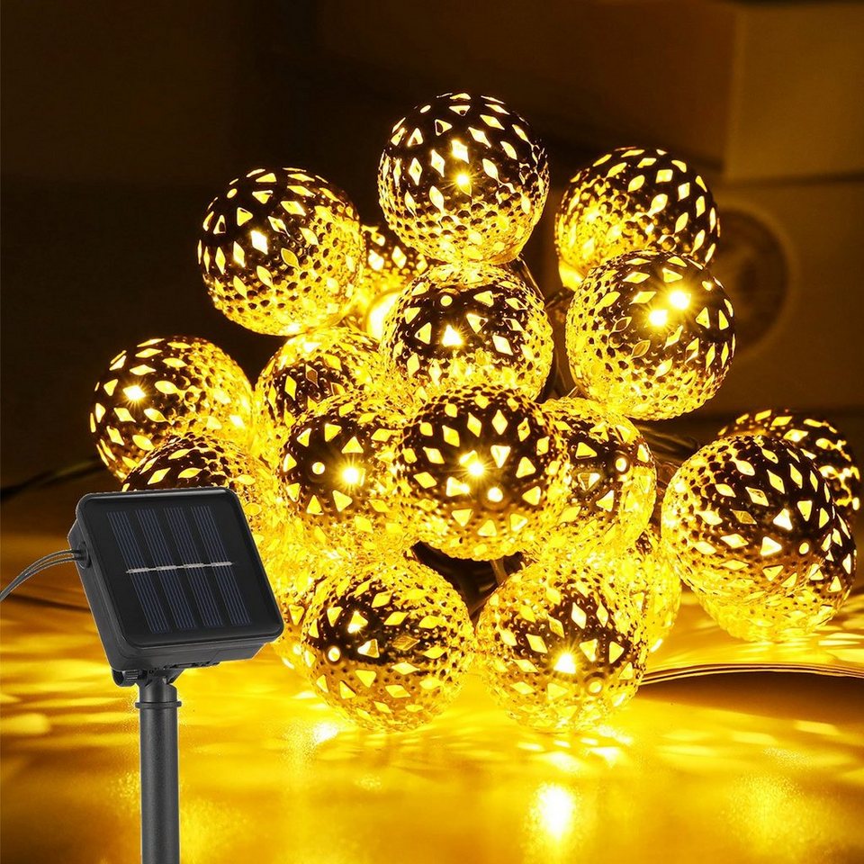 oyajia LED-Lichterkette LED Solarleuchte Lichterkette, 5M Lichterkette mit  20 Stk Glühbirnen, 8 Modi LED Solarleuchte, IP44 Wasserdicht für Garten,  Terrasse, Party