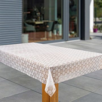 laro Tischdecke Wachstuch-Tischdecken Abwaschbar Weißes Blümchen rechteckig
