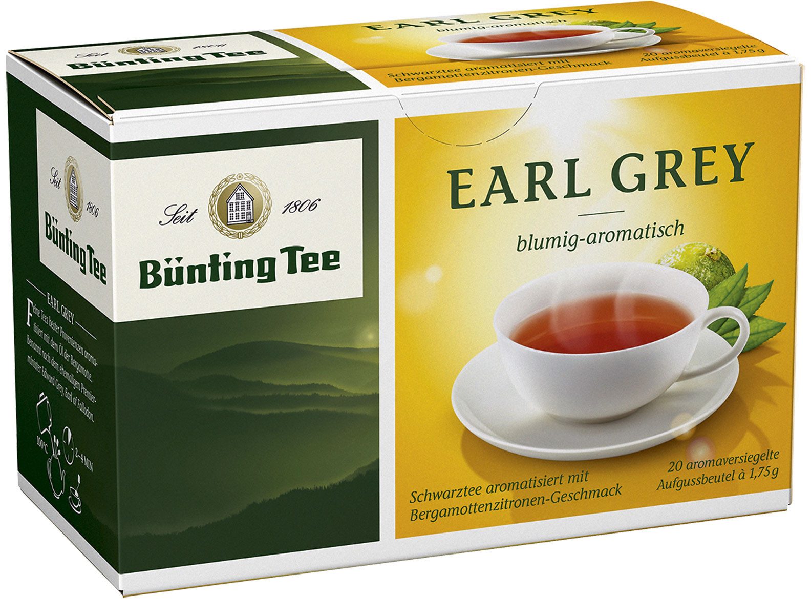Bünting Tee Tee, Bünting Tee Earl Grey blumig aromatisch Schwarztee 20 Teebeutel