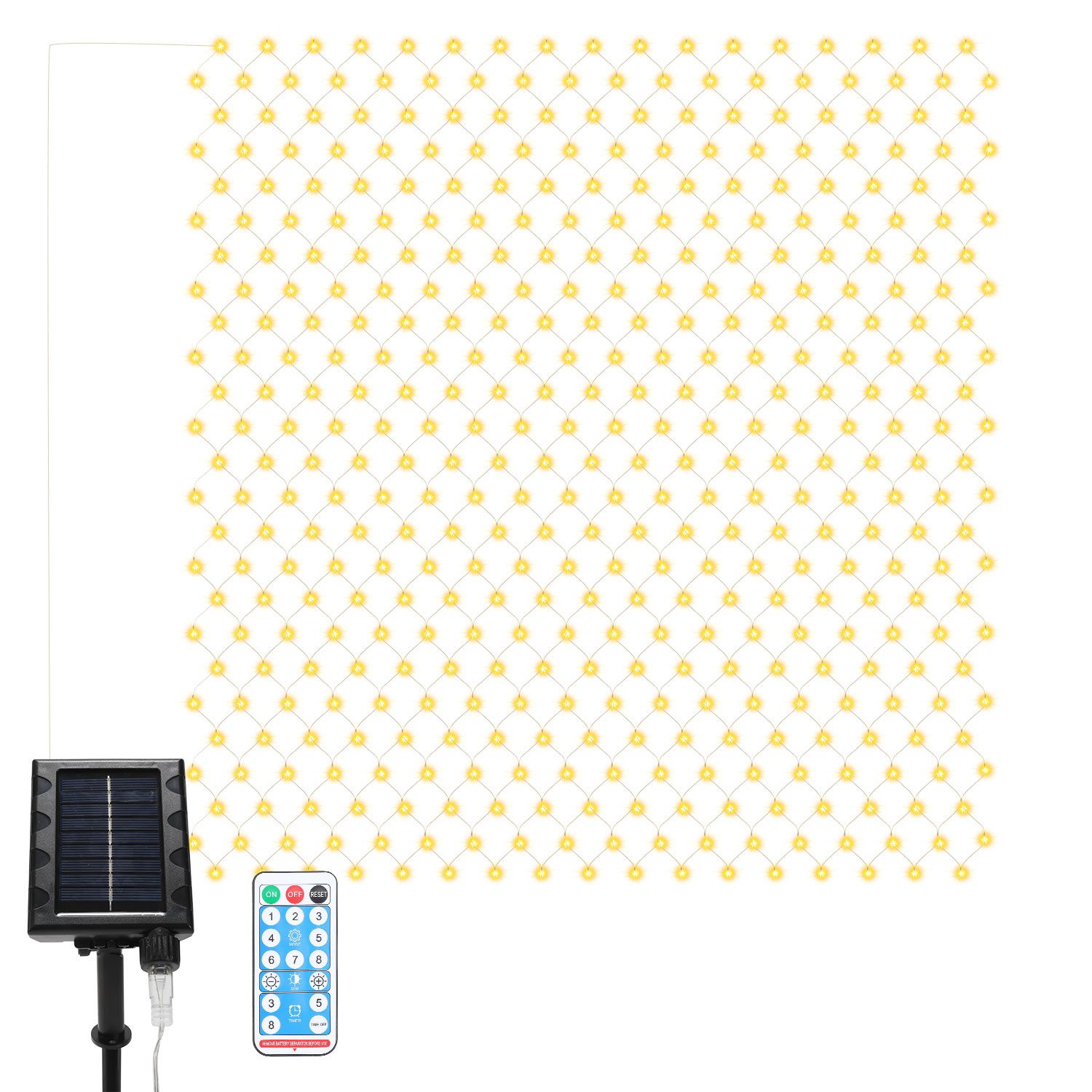 Clanmacy LED-Lichternetz Solar Lichternetz Lichterkette 8 Beleuchtungsmodi günstig online kaufen