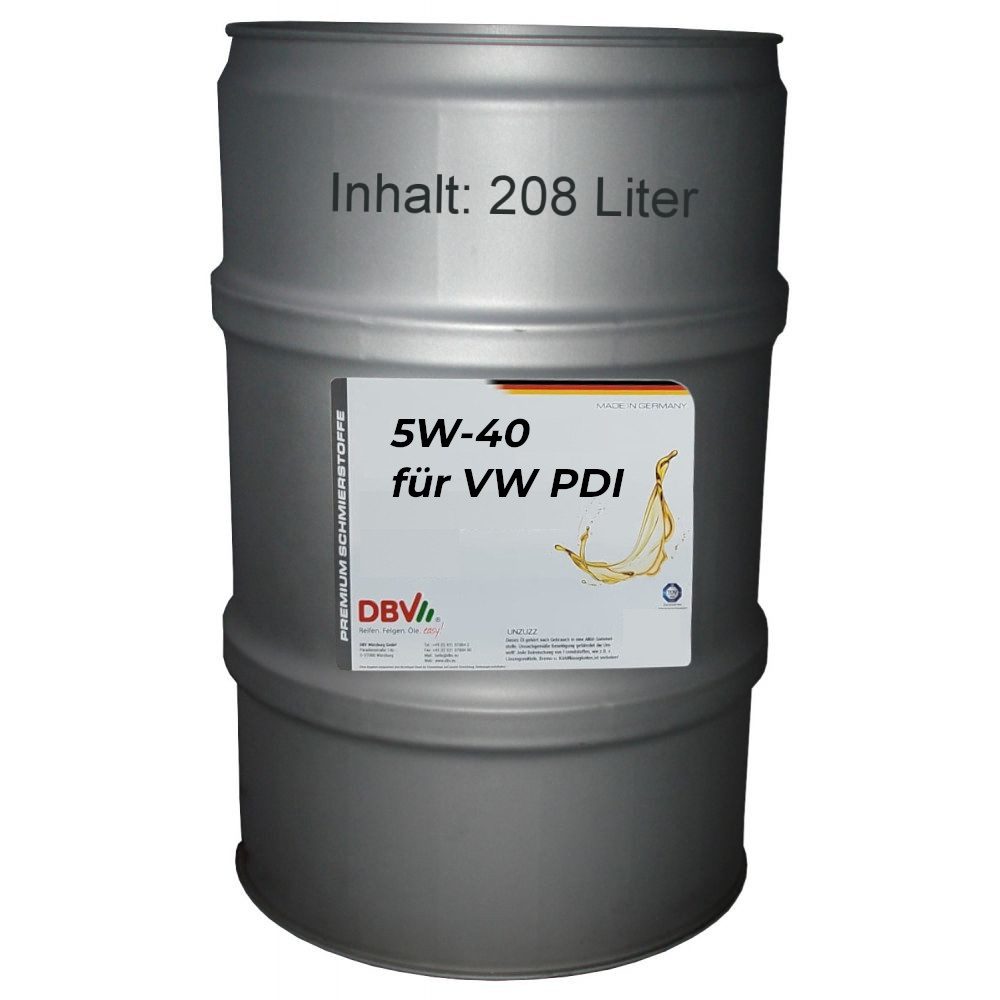 DBV Motoröl DBV 5W/40 synthetisch für VW PDI (Pumpe-Düse) 208-Liter-Fass