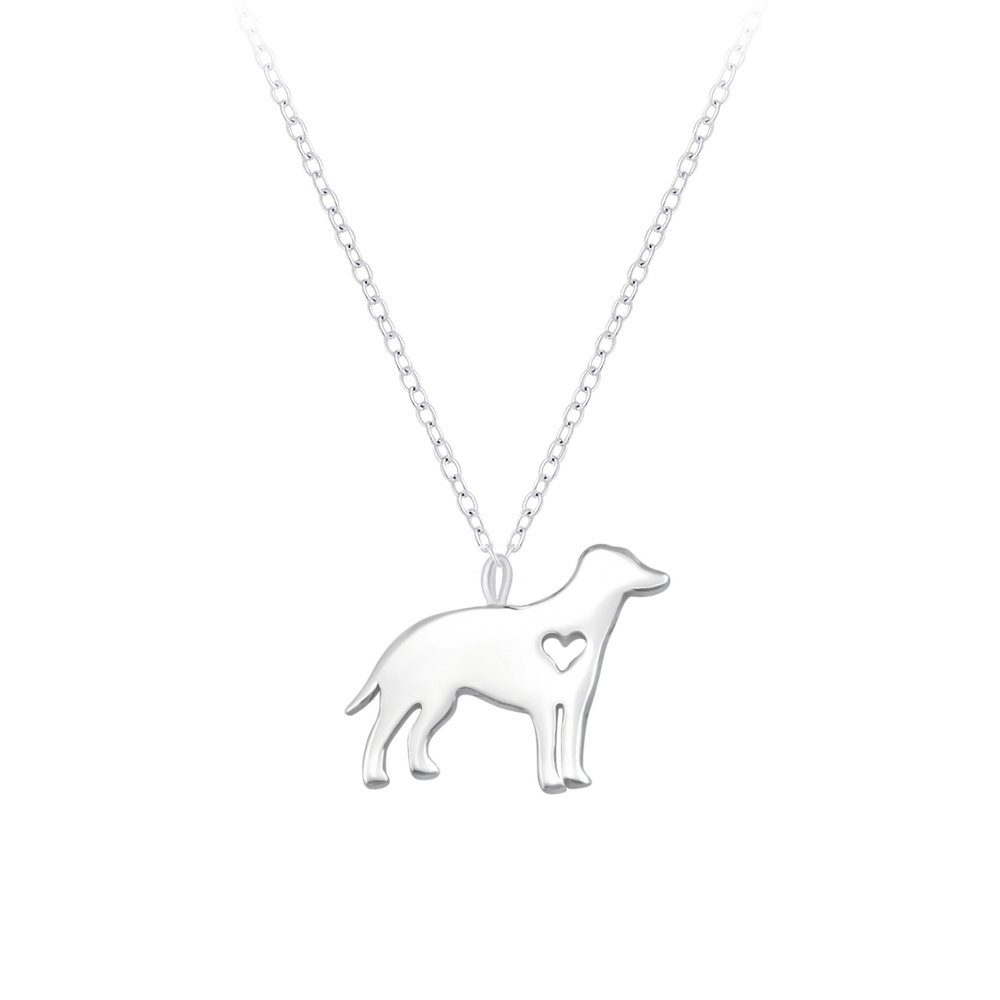 Kette mit Anhänger HUND mit HERZ cut-out, 2-tlg.