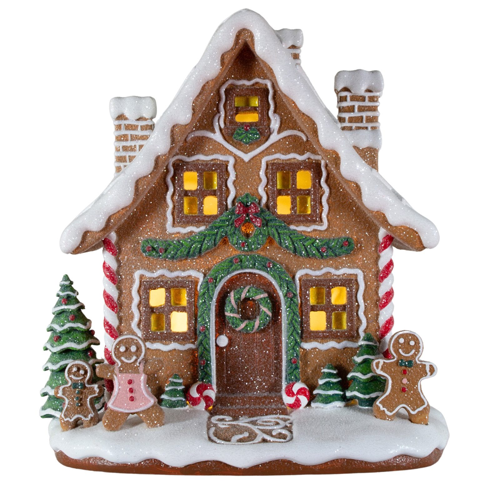 Christmas Paradise Weihnachtshaus LED Lebkuchenhaus 24cm, braun mit Lebkuchenfamilie