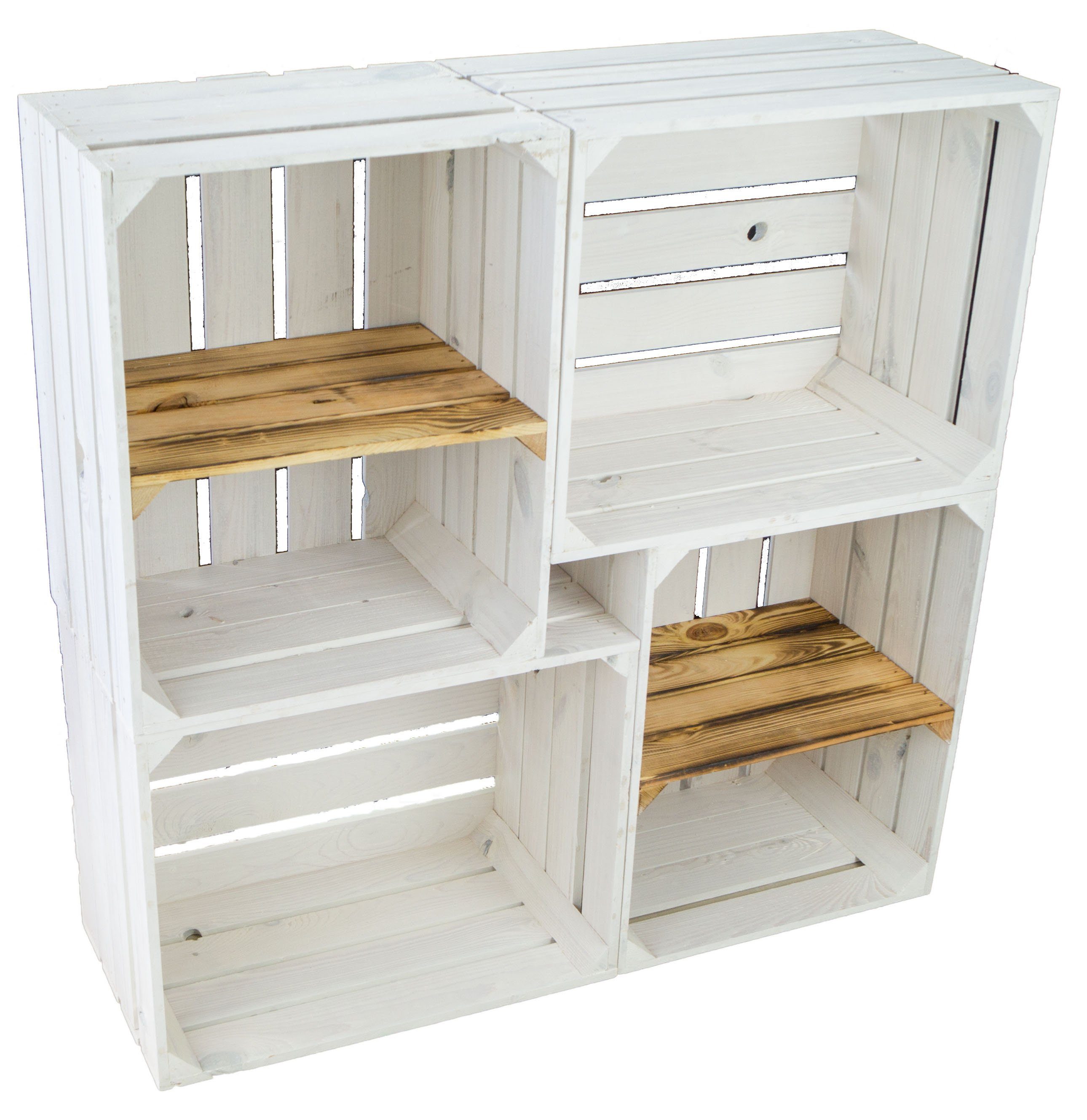 Kistenkolli Altes Land Allzweckkiste 4er set Holzkisten Couchtisch Schuhregal Wohnwand Kistenregal Weinkist (Spar-Set)