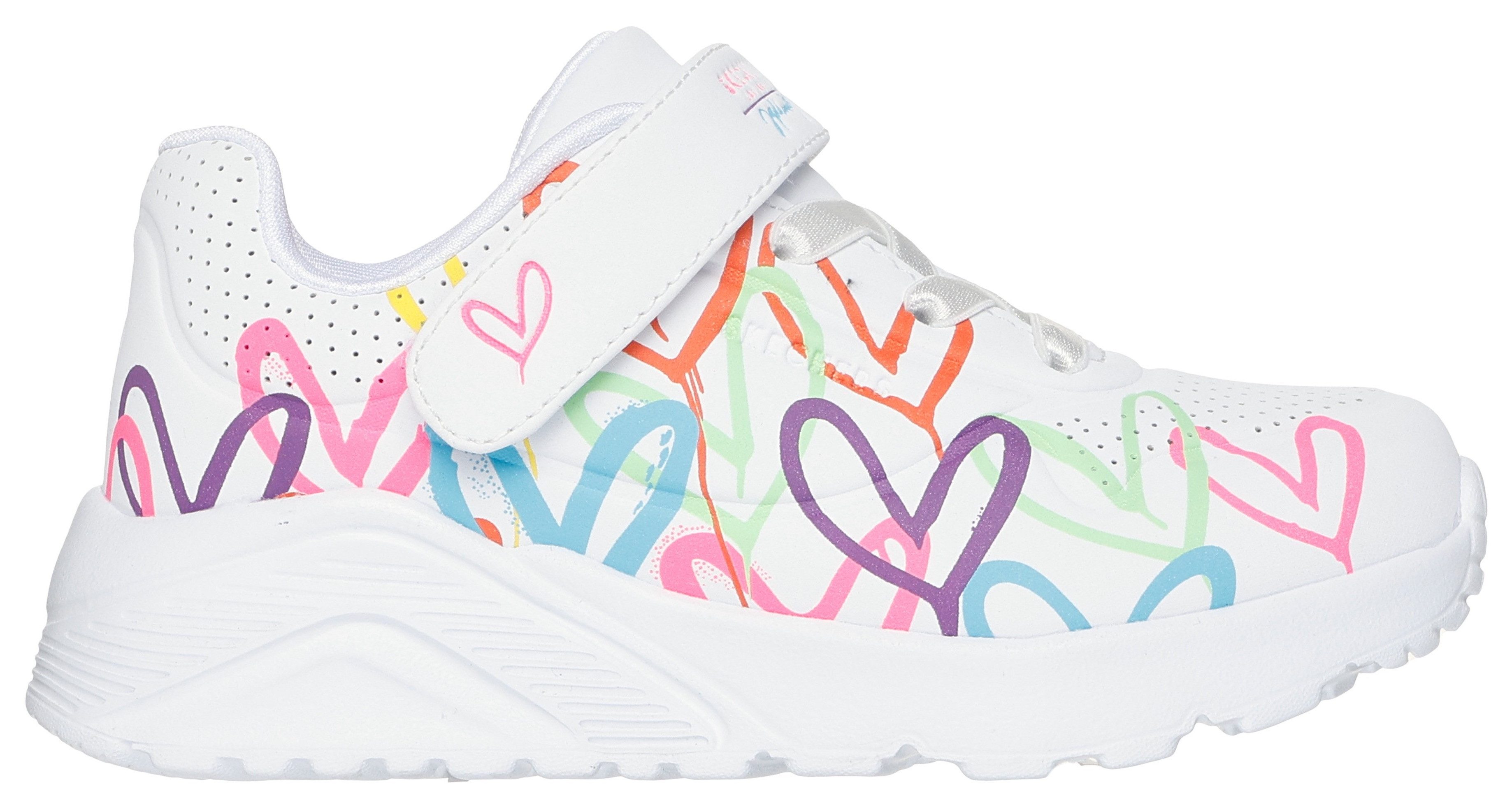 Skechers UNO LITE Sneaker Klettschuh mit bunten Herzen, Größenschablone zum Download