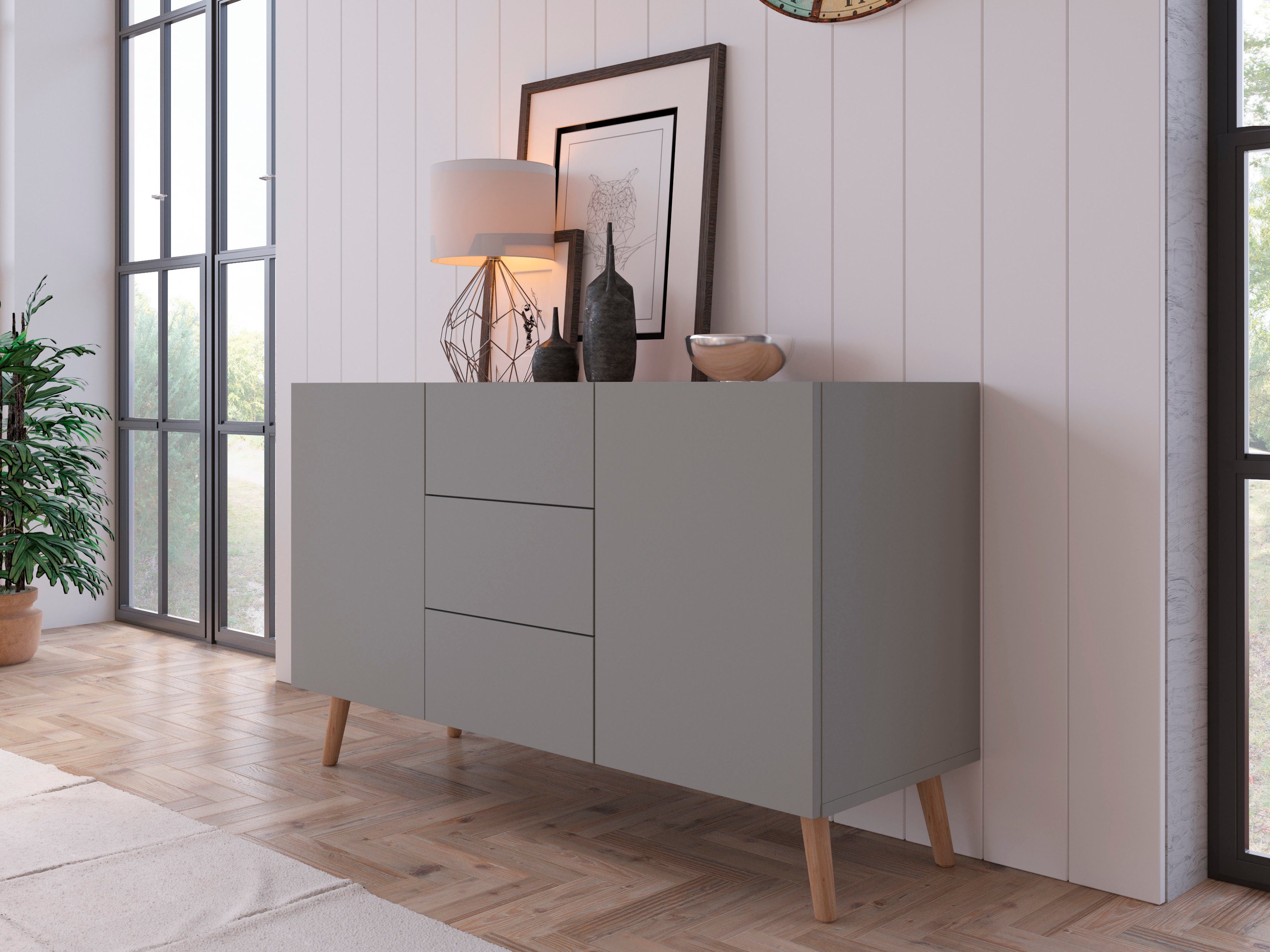 Grau/Jackson Scandi, | Platin 120 Sideboard INOSIGN Breite Hickory Hickory cm Grau/Jackson Platin