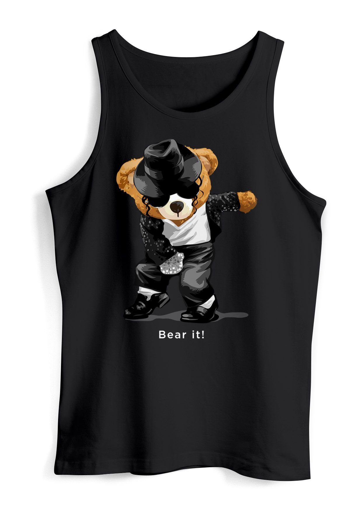Neverless Tanktop Herren Tank-Top Shirt Jackson Bear Parodie Bear it! Teddy Bär Musik mit Print