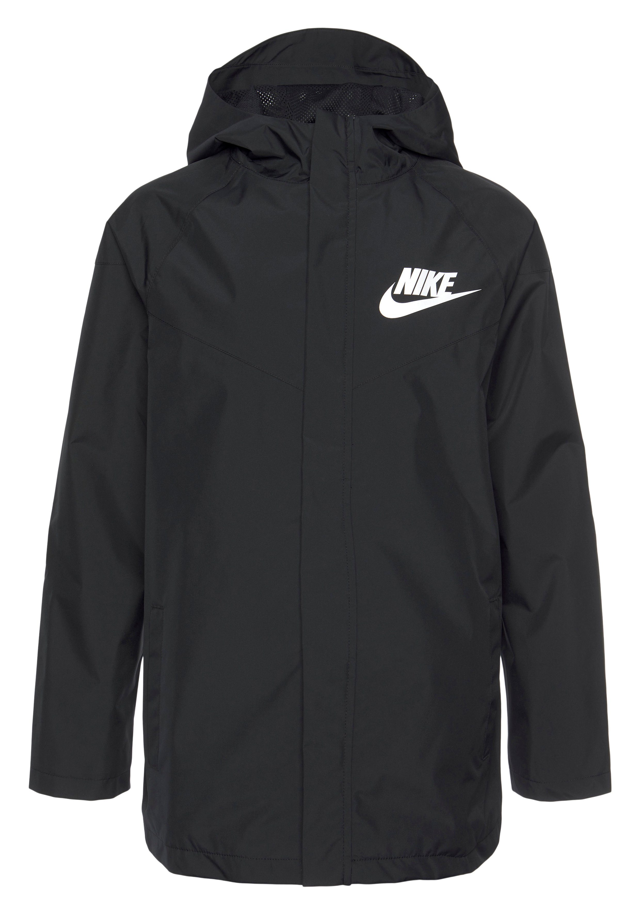 Nike Kids' Windbreaker Windrunner (Boys) BLACK/BLACK/WHITE Storm-FIT Big Jacket Sportswear