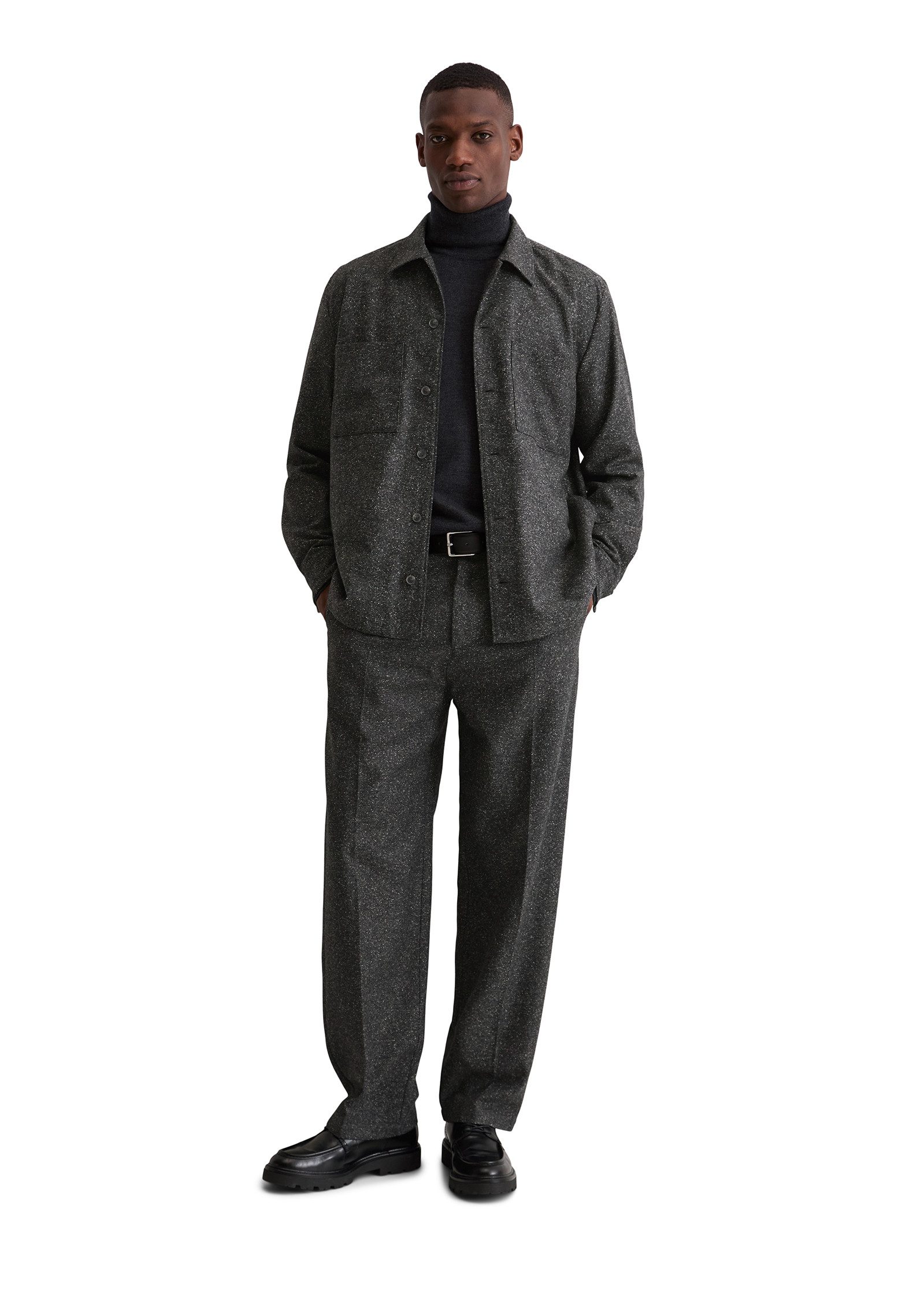 Marc O'Polo Hemdjacke Overshirt aus Woll-Mix, lockere Form, melierte Struktur – Bild 4 von 5