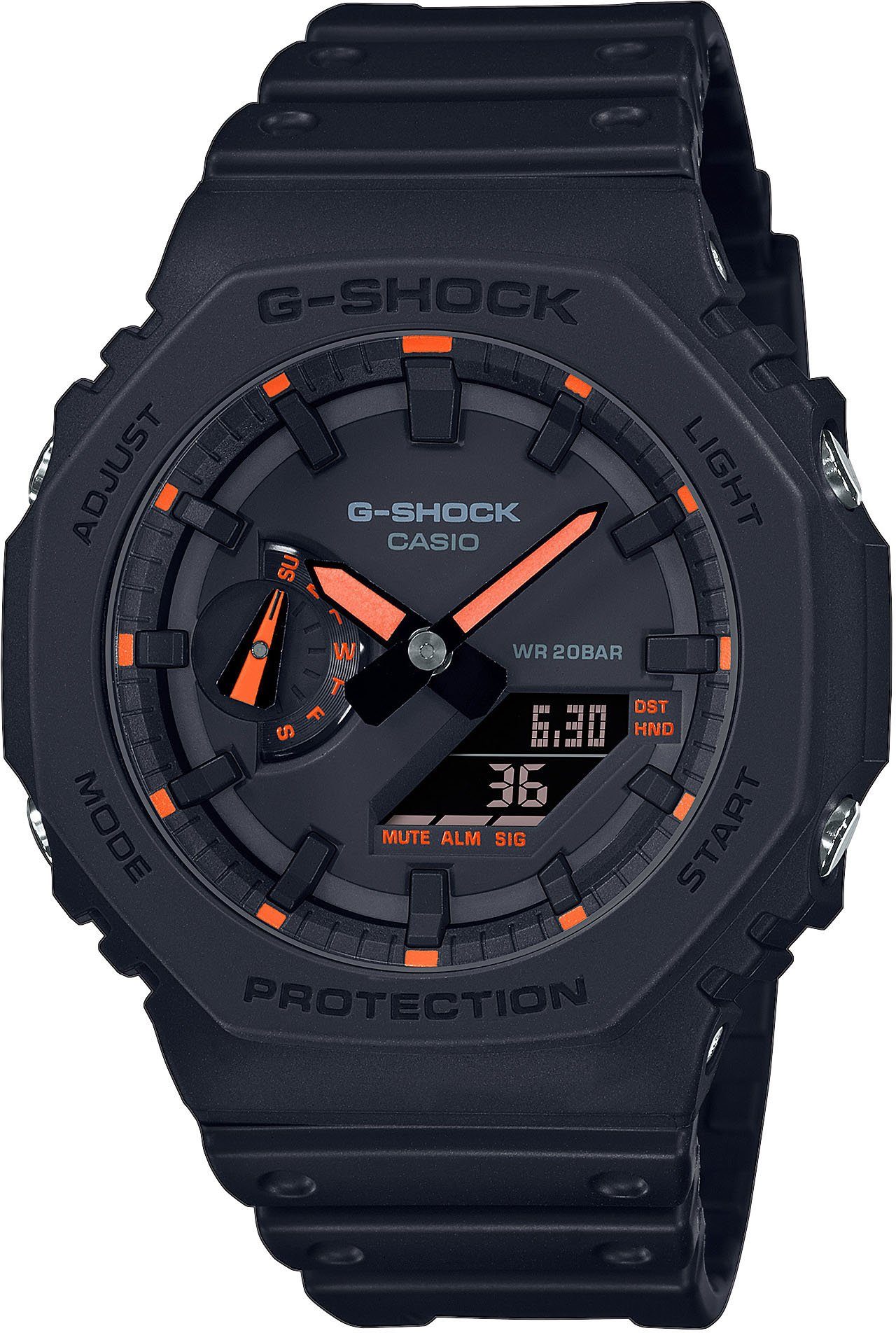 CASIO G-SHOCK Chronograph GA-2100-1A1ER, Quarzuhr,Armbanduhr,Herrenuhr,digital, bis 20 bar wasserd.Resinarmband