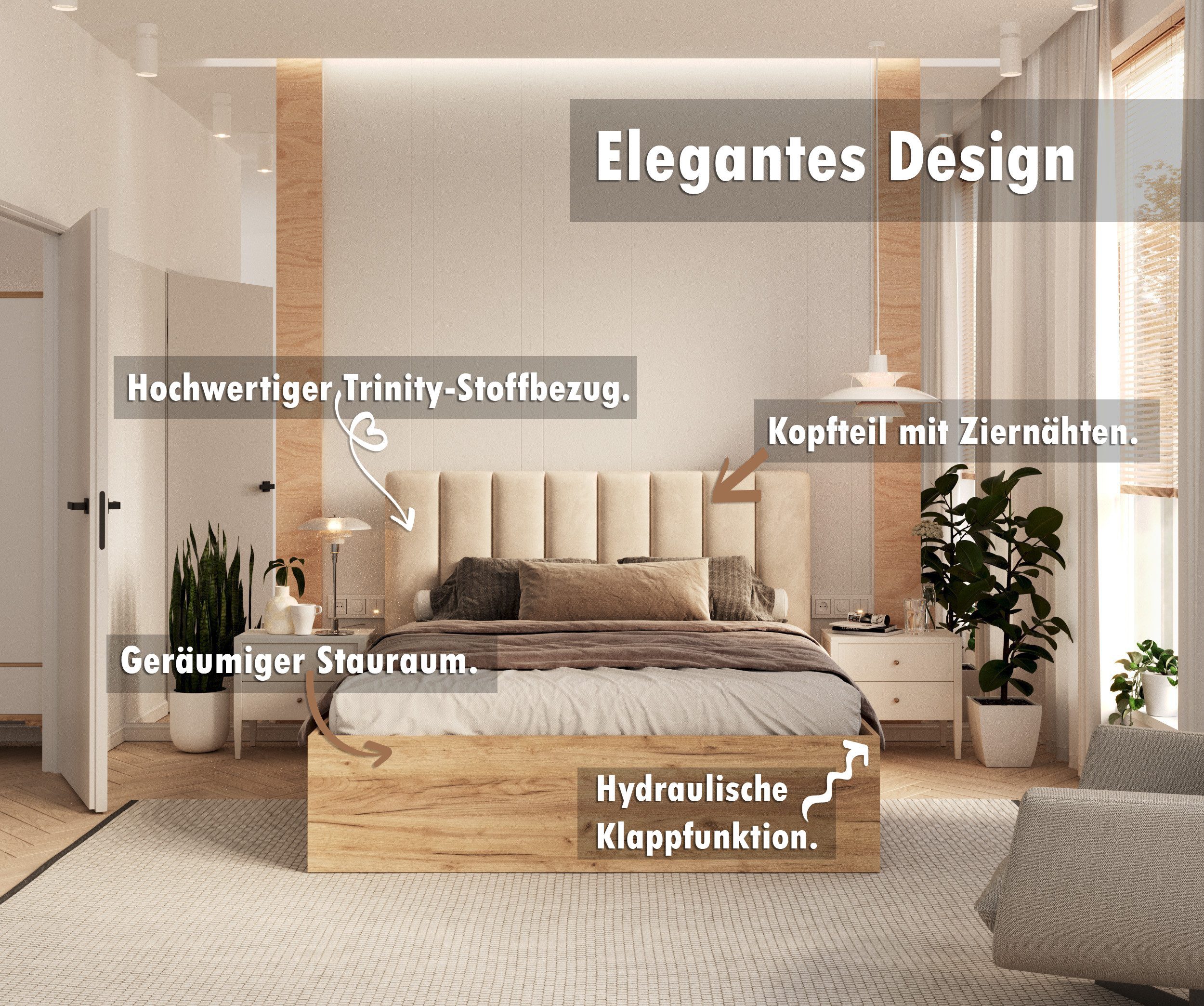 FDM Polsterbett Stauraumbett Bettgestell 90x200, 120x200, günstig online kaufen