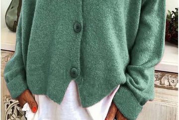 FIDDY 2-in-1-Strickjacke Strickjacke Damen V Ausschnitt Cardigan Elegant Einfarbig Strickmantel