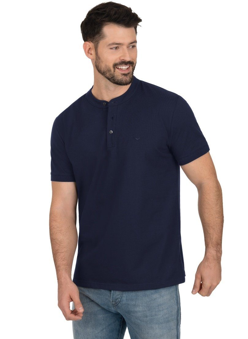 Trigema T-Shirt TRIGEMA Henley Shirt mit Knopfleiste navy