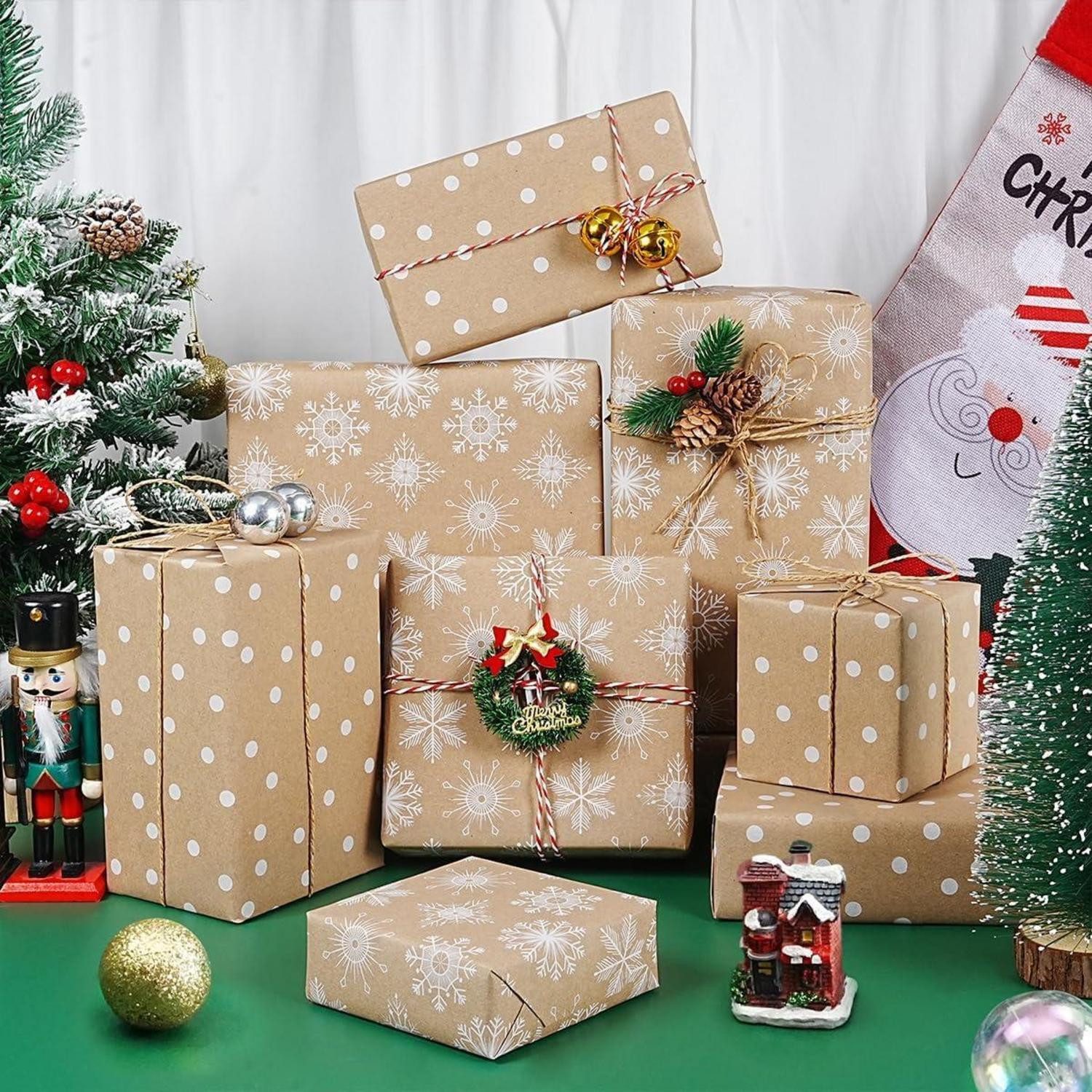 LuxusKollektion Geschenkpapier Geschenkpapier Weihnachten Rolle Kraftpapier recycelbar 10m Braun