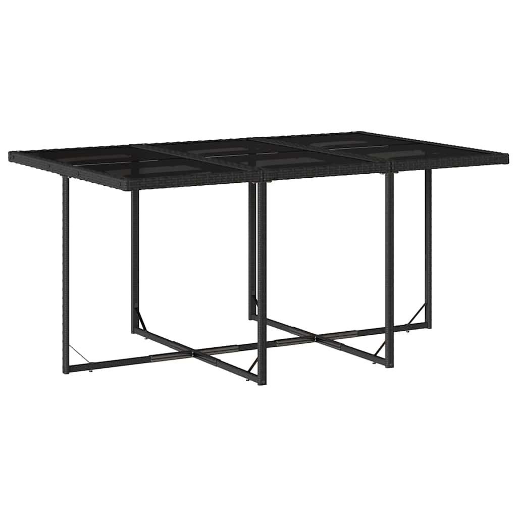 vidaXL Garten-Essgruppe 11-tlg. Garten-Essgruppe mit Kissen Schwarz Poly Rattan, (10-tlg)