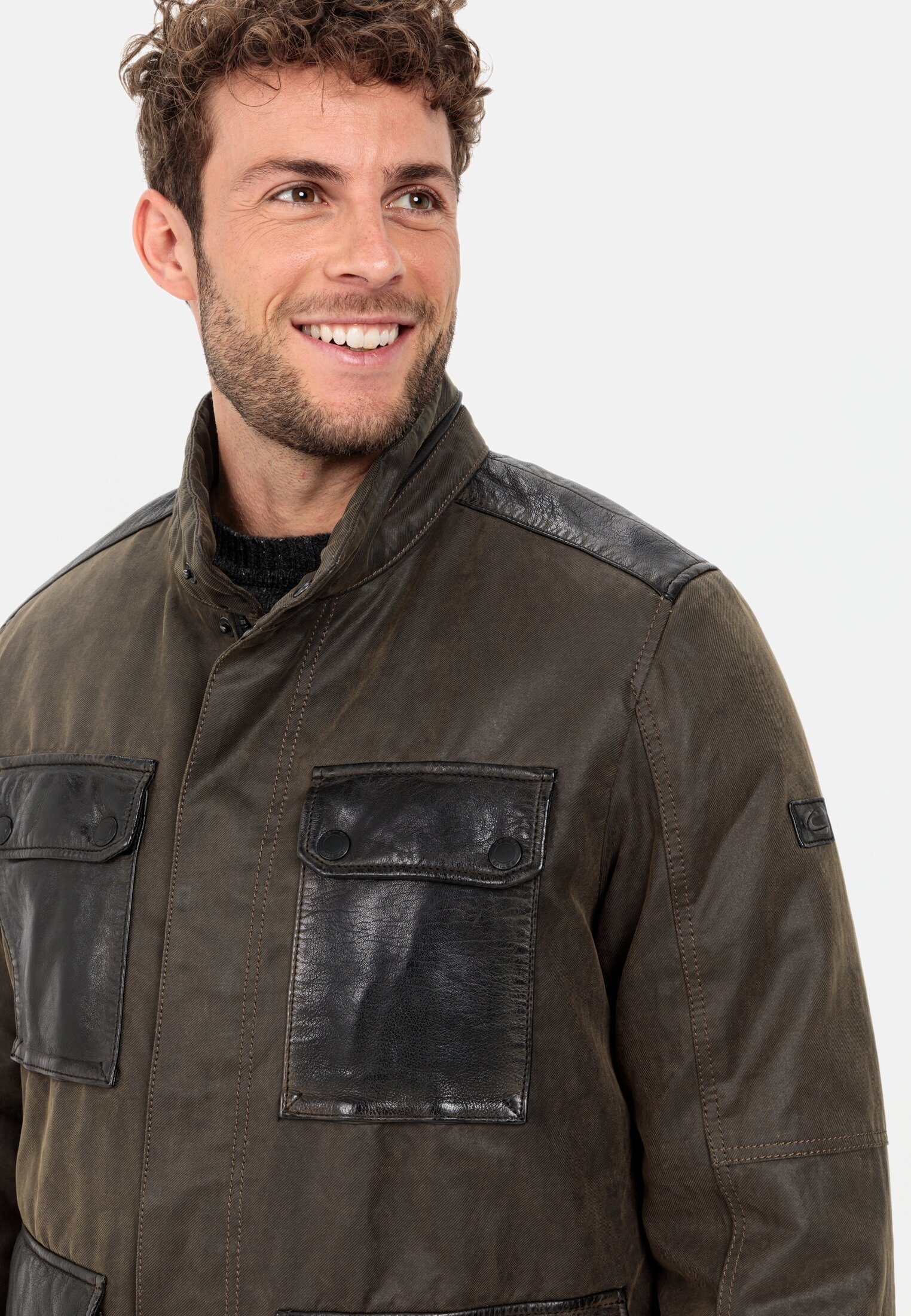 camel active Winterjacke mit Materialkontrast Langarm