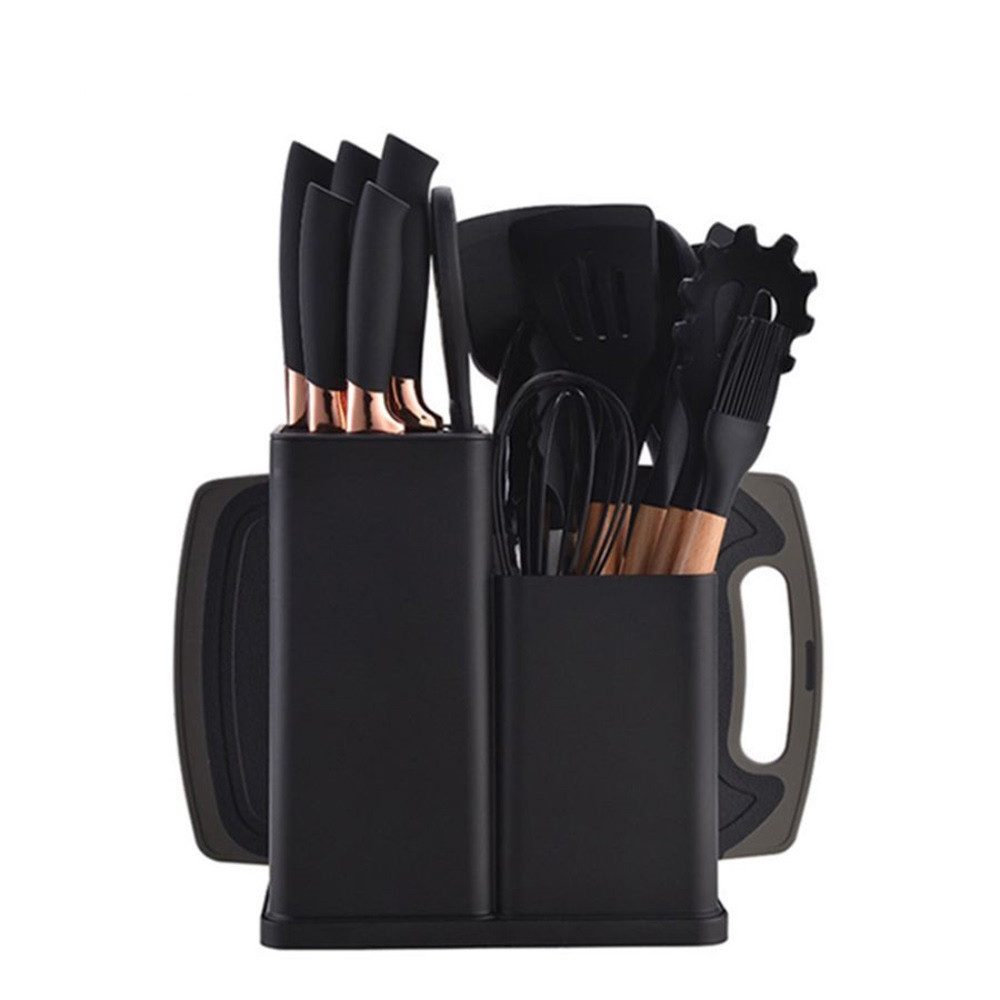 Fine Life Pro Kochbesteck-Set 19 -teiliges Silikon -Küchengeräteset, (hitzebeständig, antihaftend und mit einem), tragbarem Aufbewahrungssystem - ideal für Kochbegeisterte.