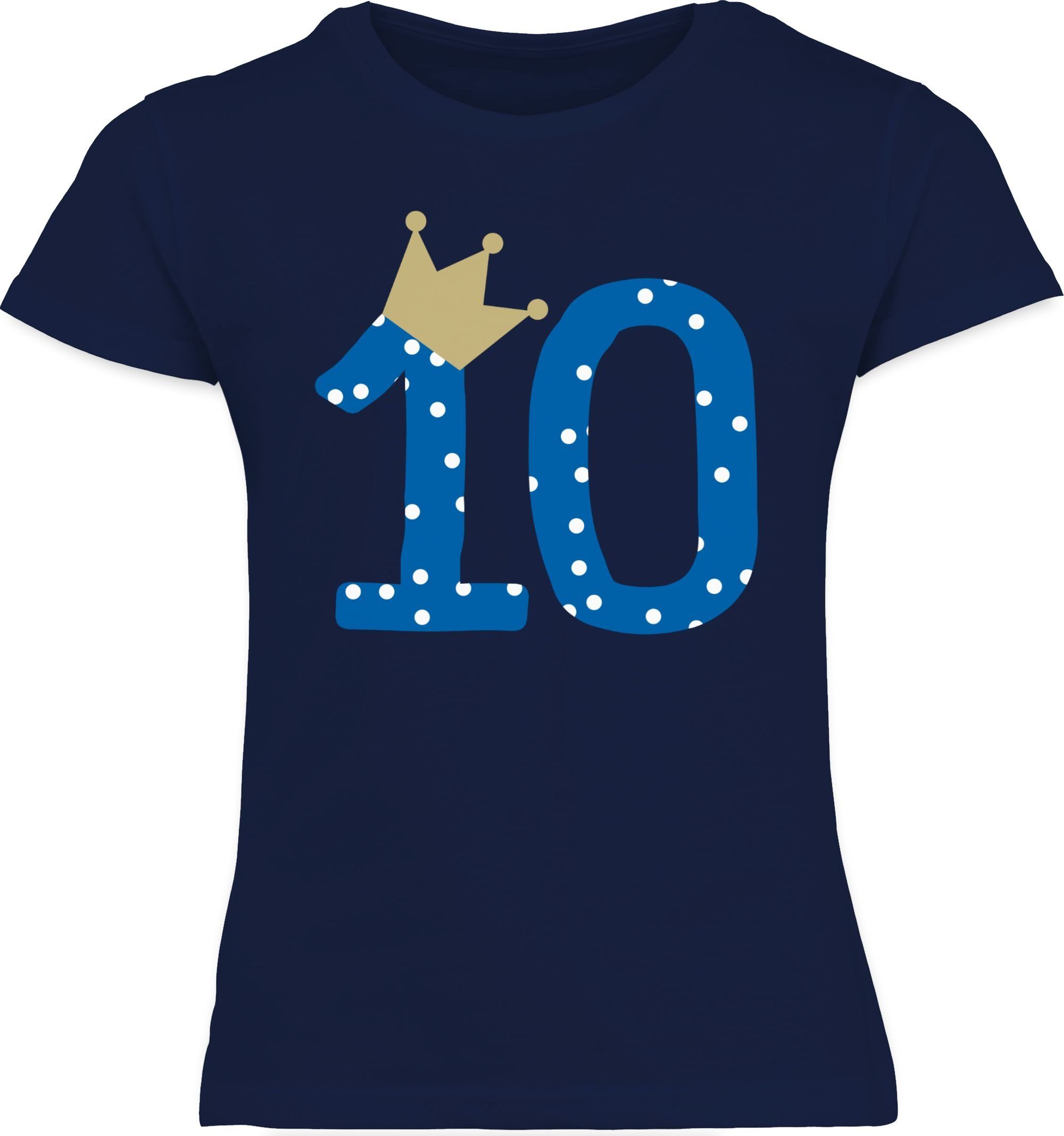 Shirtracer T-Shirt Zehnter Geburtstag 10 Jahre 10. Geburtstag 1 Dunkelblau