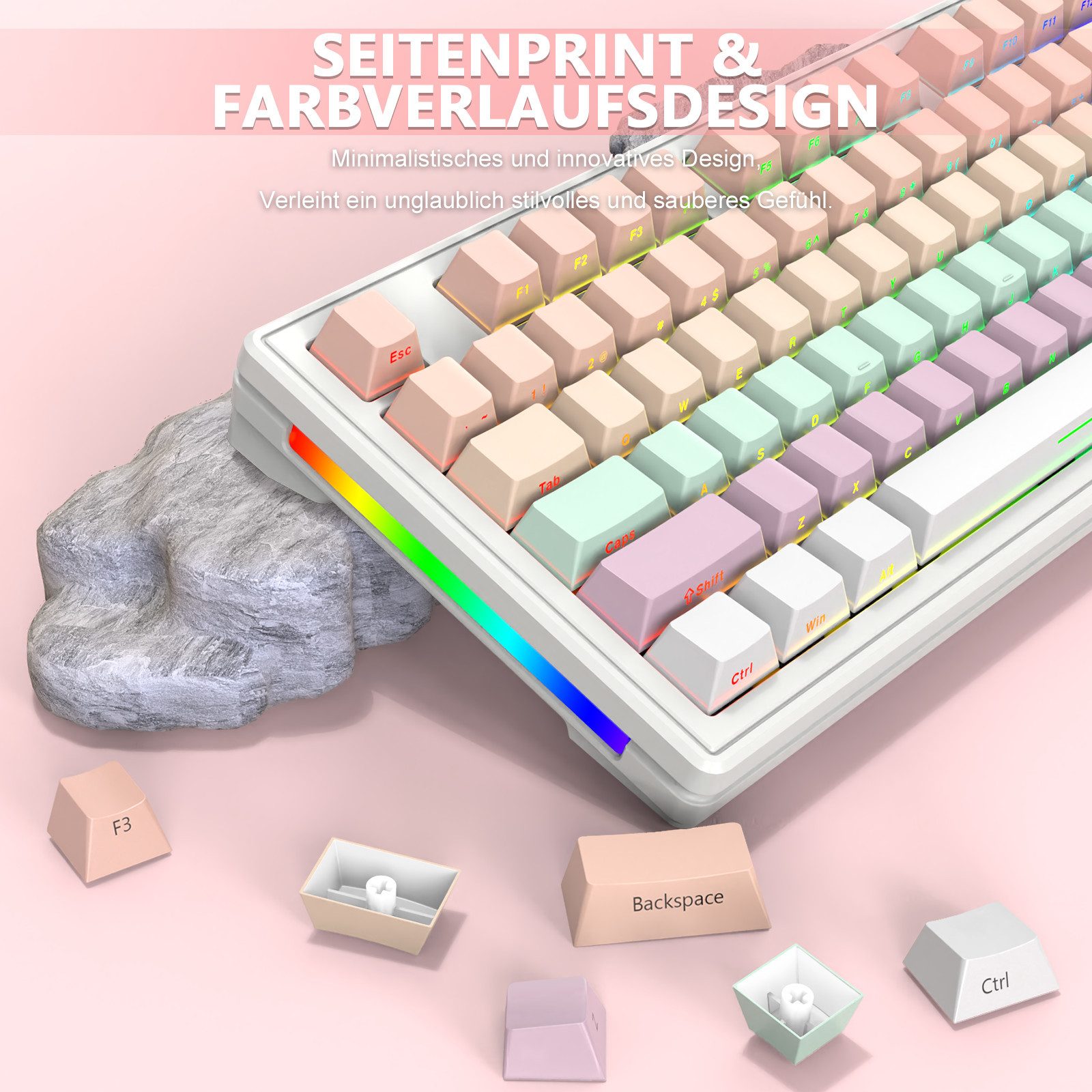 ATTACK SHARK M87 80% Kabellose Gaming-Tastatur, 27 RGB, TKL,Hot-Swap-Linearschalter Gaming-Tastatur (PBT-Tastenkappe,Anti-Ghosting)