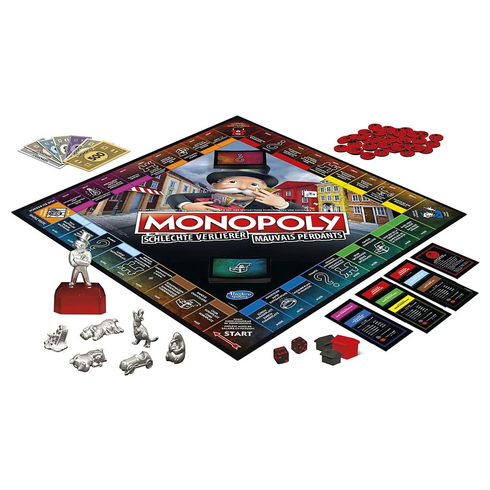 Hasbro Spiel, Brettspiel Monopoly - Für (deutsch/französisch) schlechte Verlierer