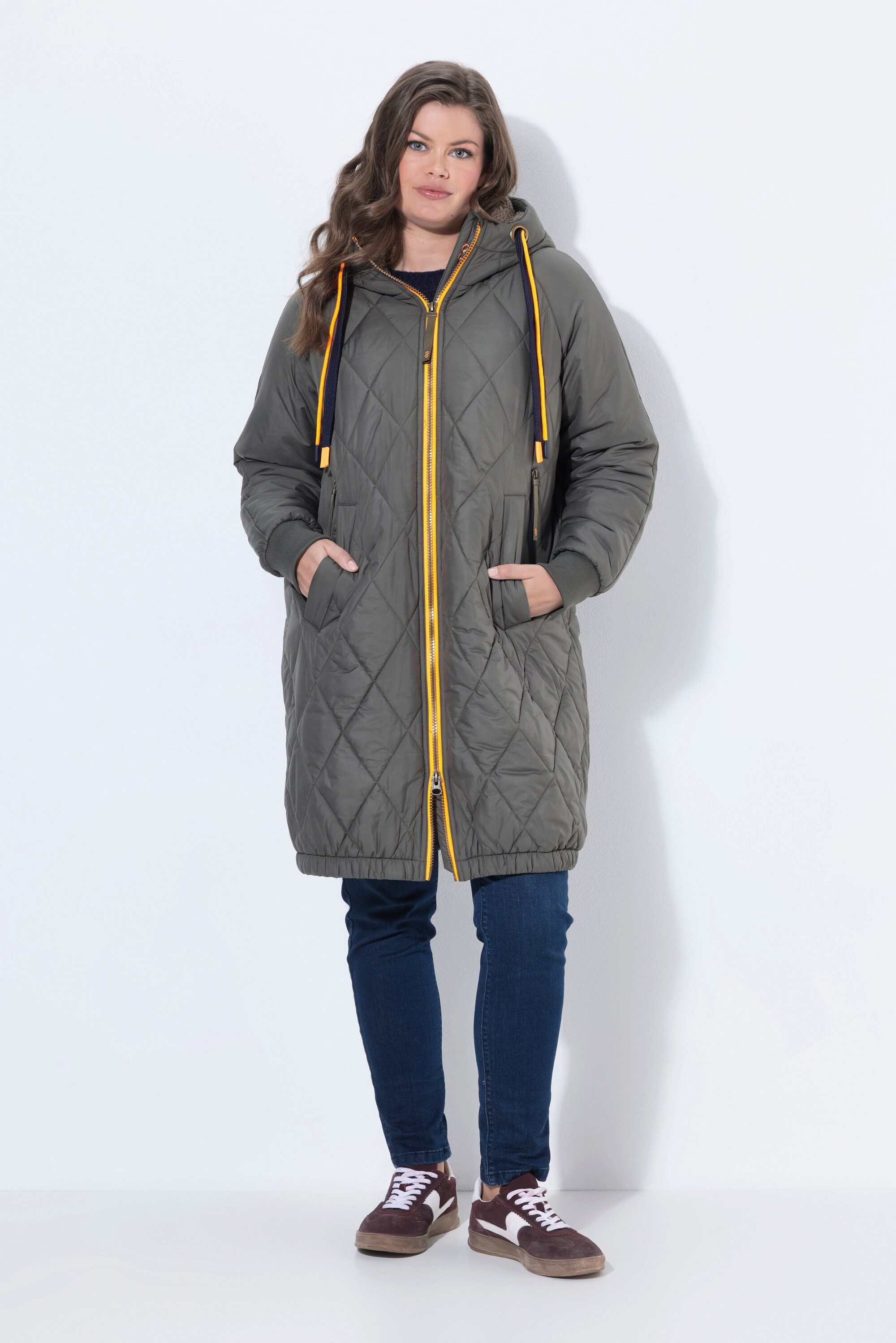 Laurasøn Steppjacke Long-Steppjacke Kapuze mit Teddy