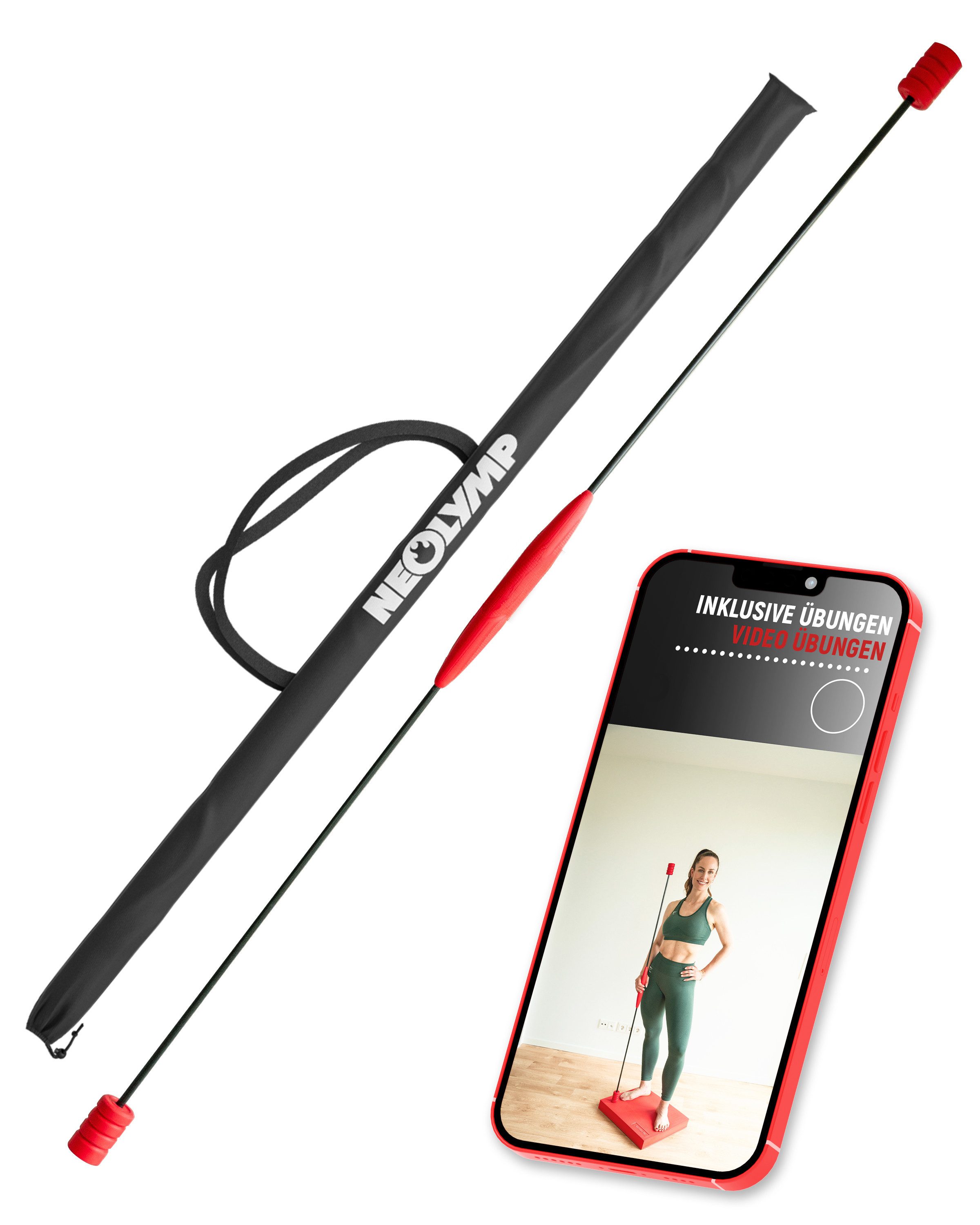 NEOLYMP Swingstick Schwingstab Fitness - Verstellbare Gewichte- Optimaler Schwingenschlag (Schwingstab inklusive Tragetasche und Video Anleitung, Schwingstab inklusive Tragetasche und Video Anleitung), Verstellbar & langlebig. Ideal für Anfänger-Profis. Inkl. Tragetasche