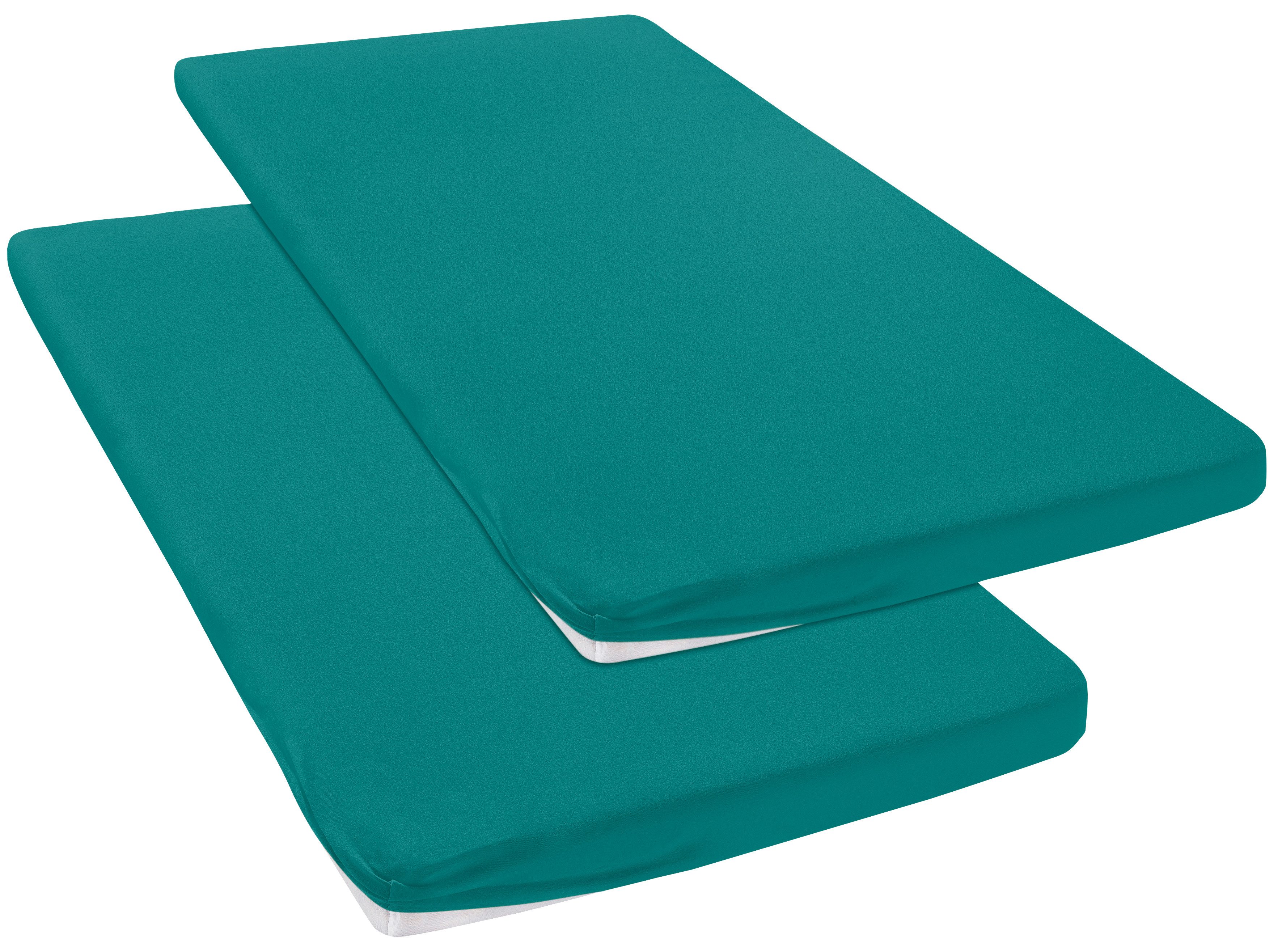 OTTO home Spannbettlaken Topper Basic, in Gr. 90x200, 140x200 oder 180x200 cm, Microfaser-Jersey, Gummizug: rundum, (2 Stück), Baumwolle, Matratzen bis 8 cm Höhe, Bettlaken, Spannbetttuch, Laken
