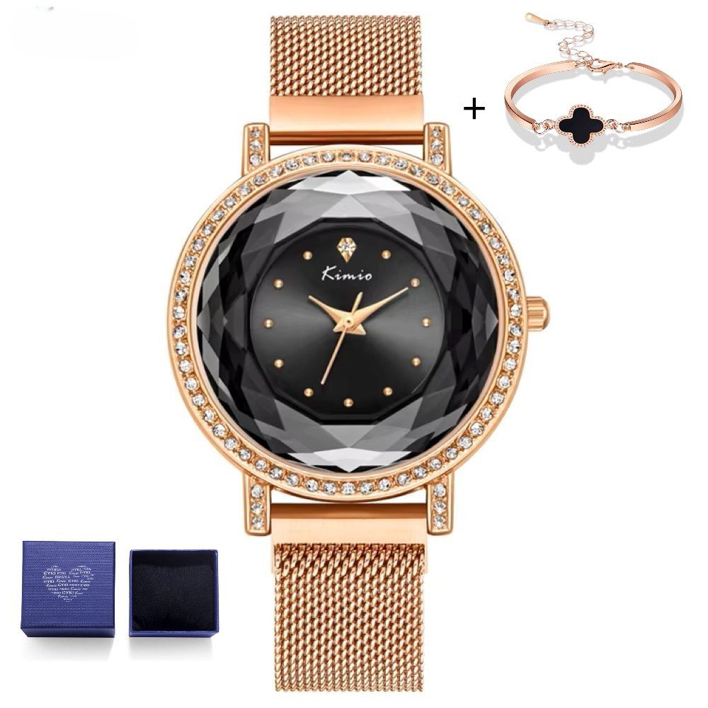 Tidy Quarzuhr KIMIO Damenuhr Weiß Set – Roségold mit Armband und Geschenkschachtel