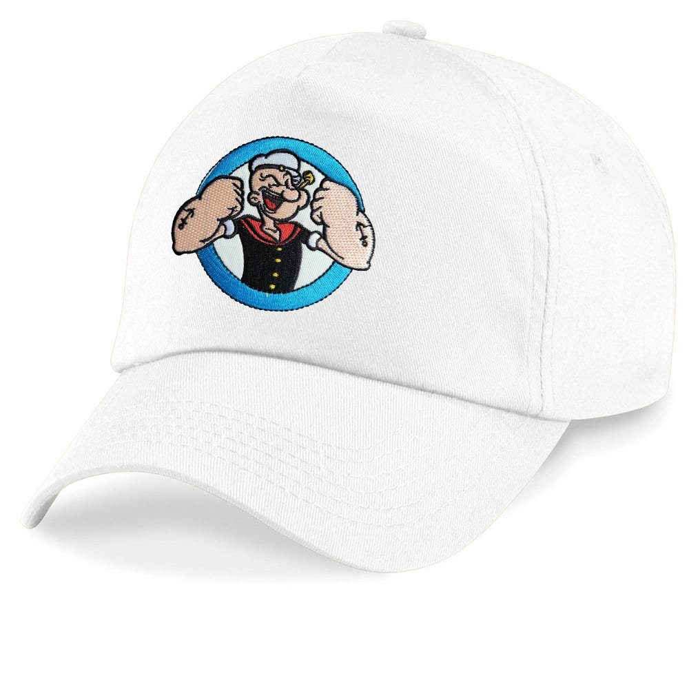 Weiß Kinder Popeye Brownie Cap Size Fitnes Gym Arm Spinat One Stark Blondie & Patch Stick Baseball
