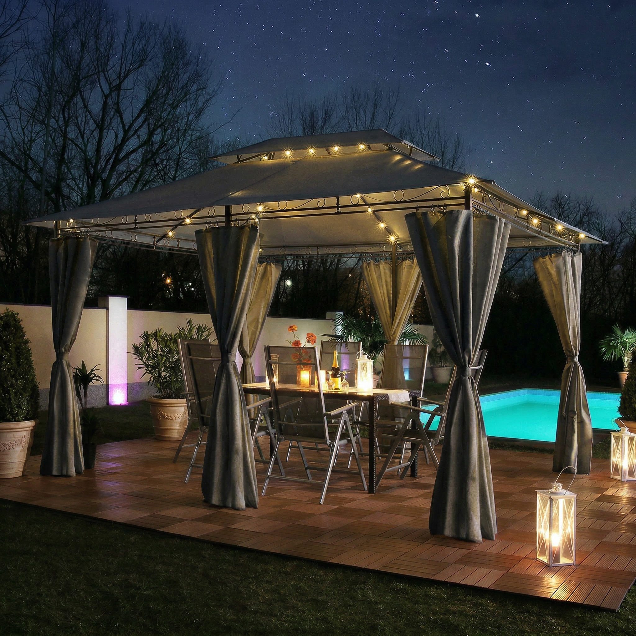 Swing&Harmonie Pavillon LED - Pavillon 3x4m Minzo Garten Pavillion, Solar Pavilion Gartenzelt Designer Pavilon