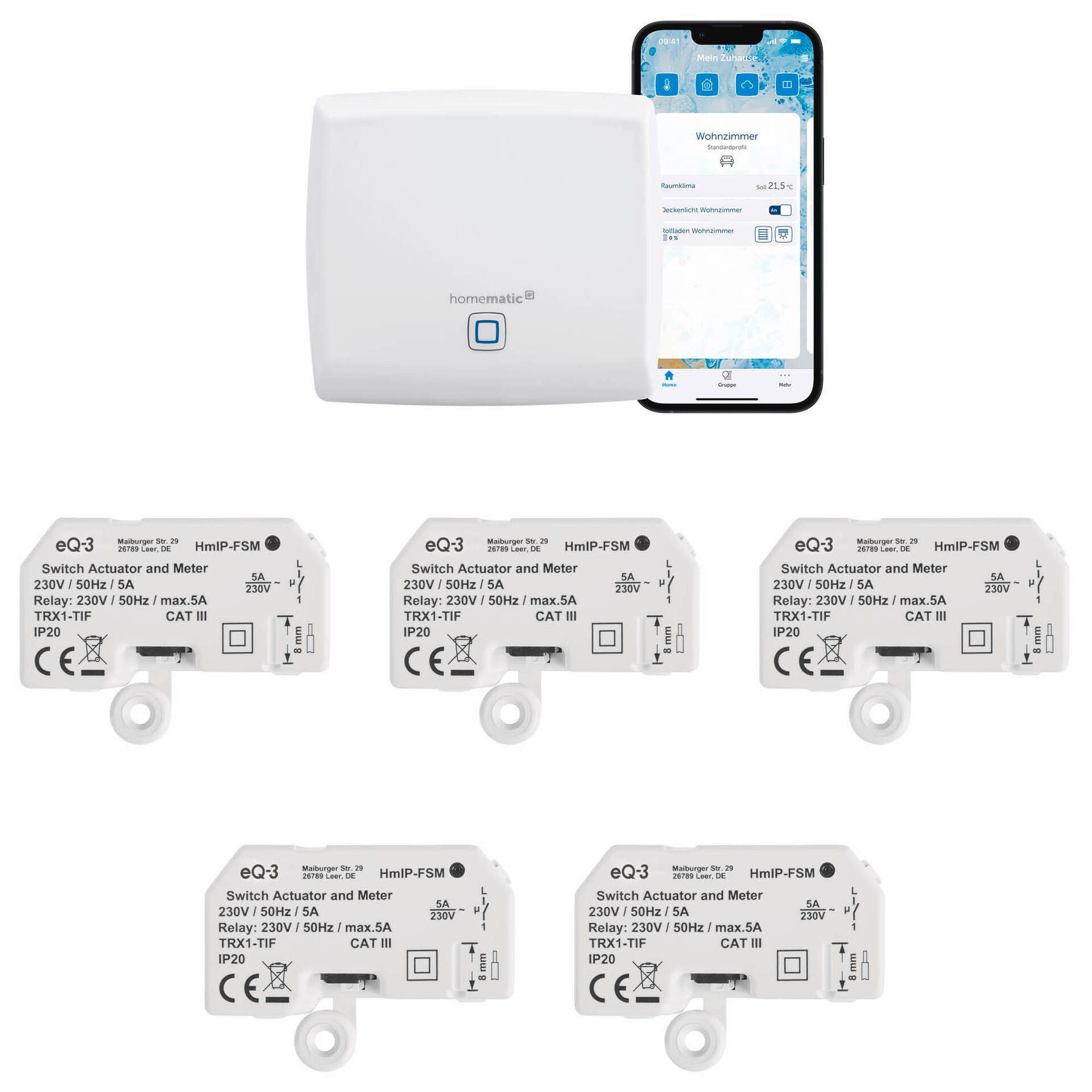 Homematic IP Bundle Access Point + 5x Schalt-Mess-Aktor Unterputz Smart-Home-Zubehör
