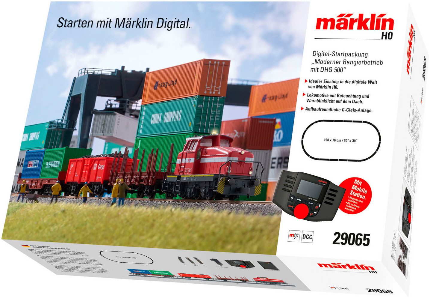Märklin Modelleisenbahn-Set Digital-Startpackung Moderner Rangierbetrieb mit DHG 500 - 29065, Spur H0, Made in Europe